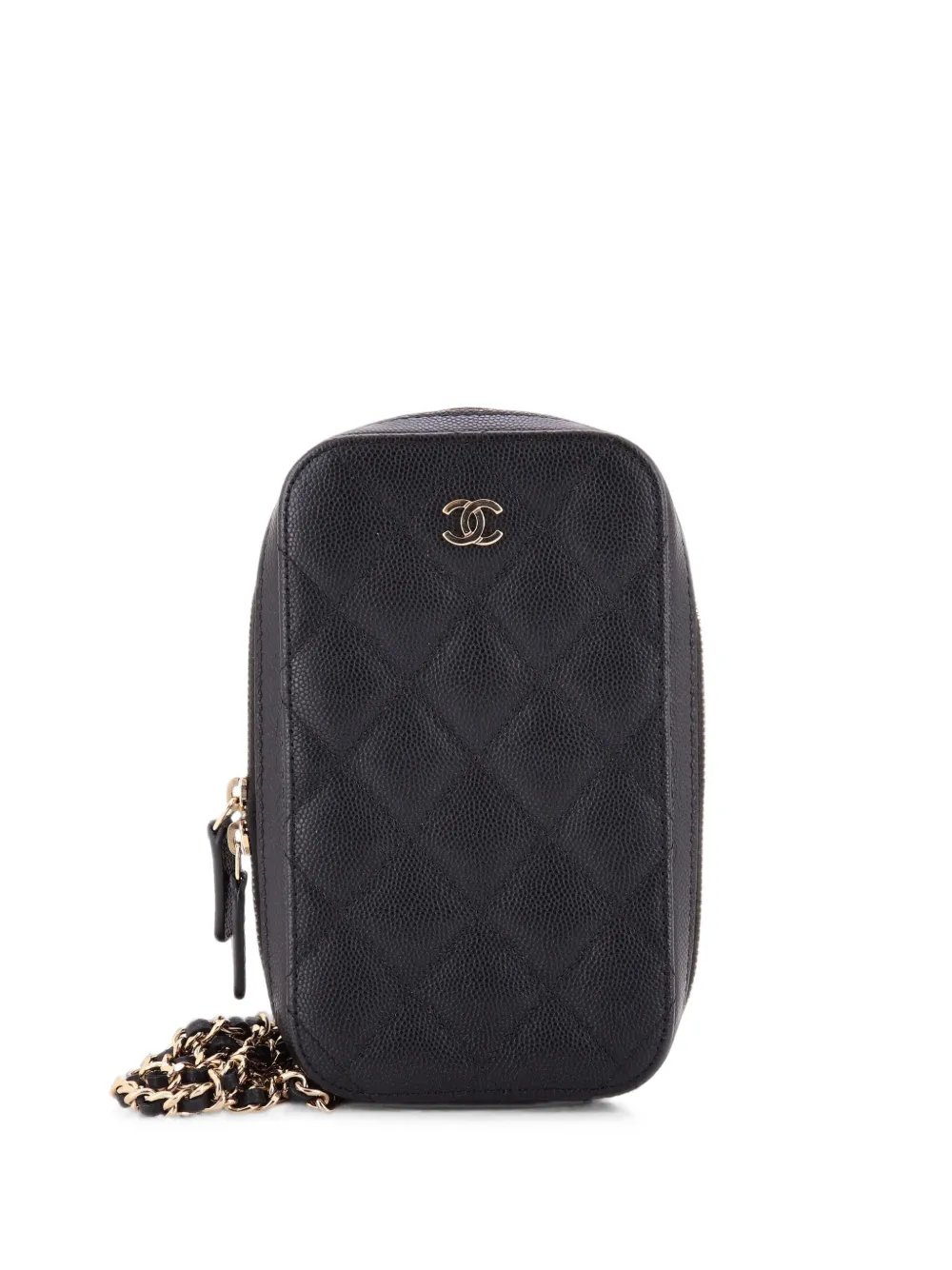 Zip Around Phone Case with Chain Quilted Caviar crossbody bag