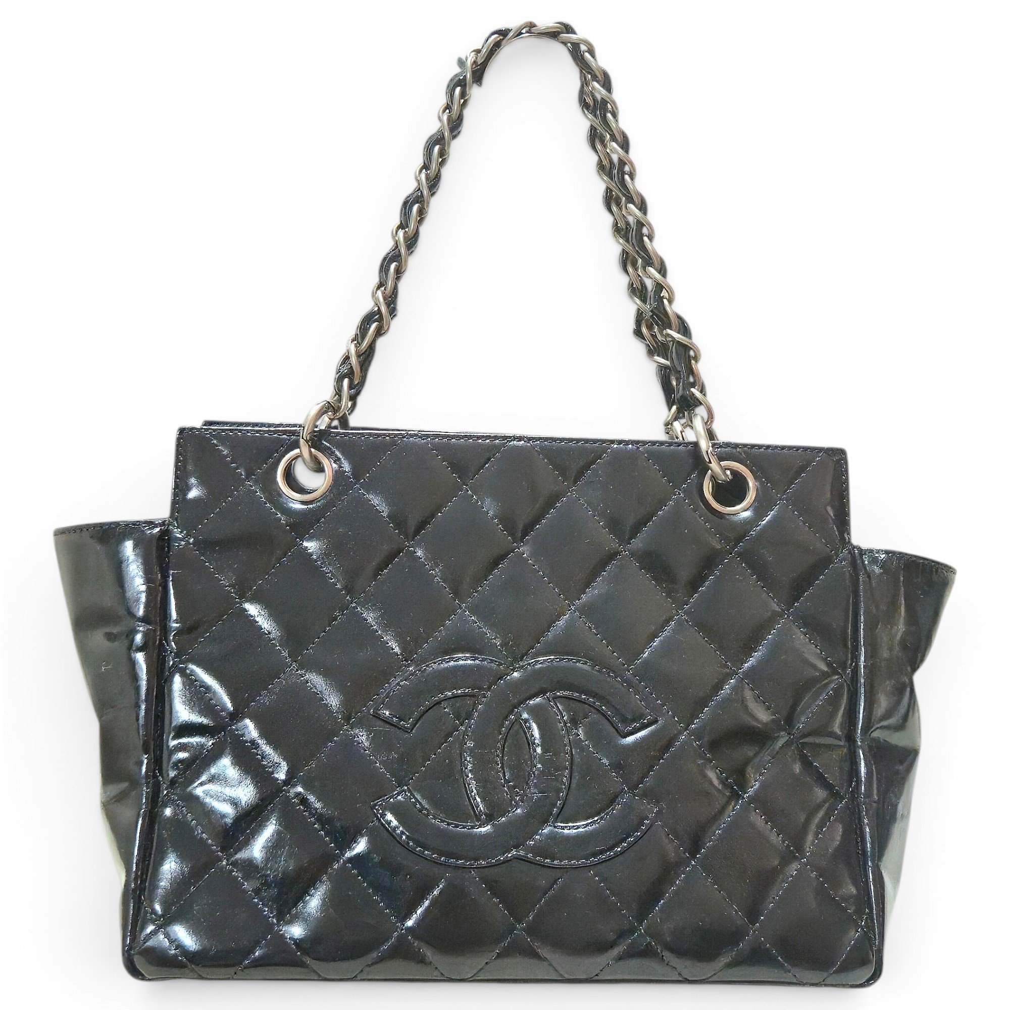 Petite Shopping Tote patent leather tote