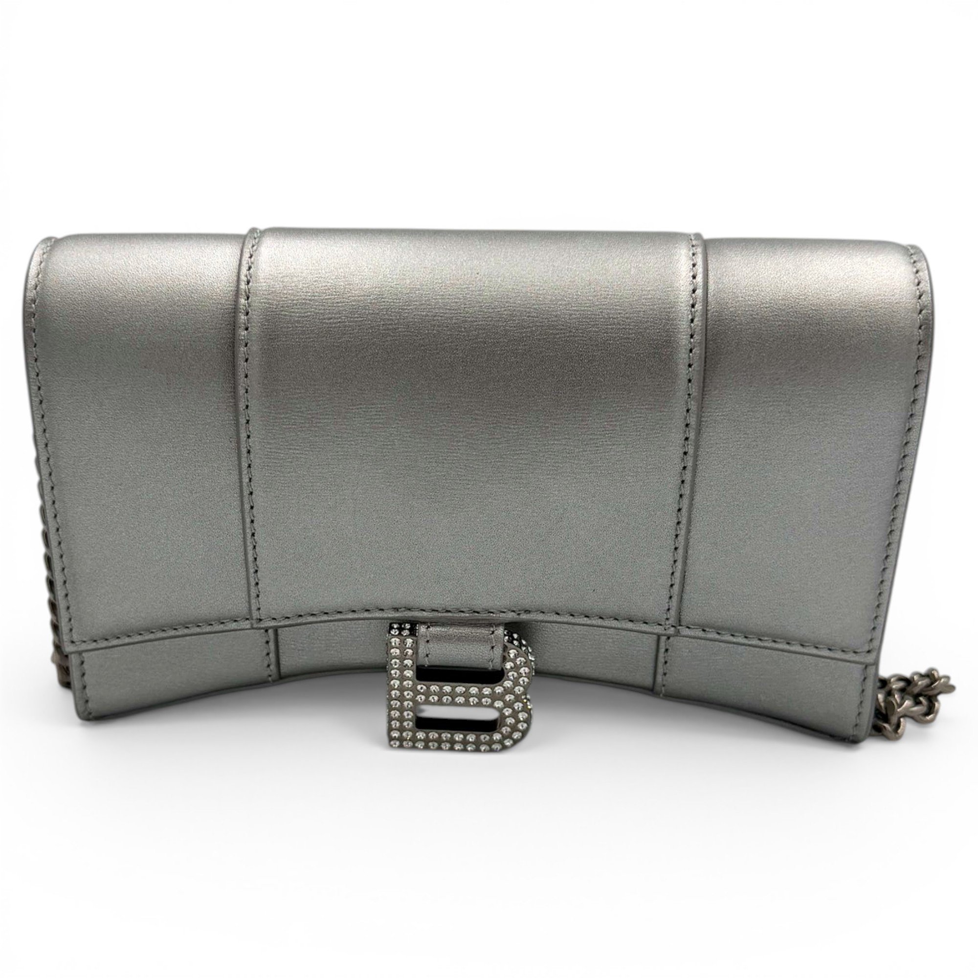 Hourglass leather handbag