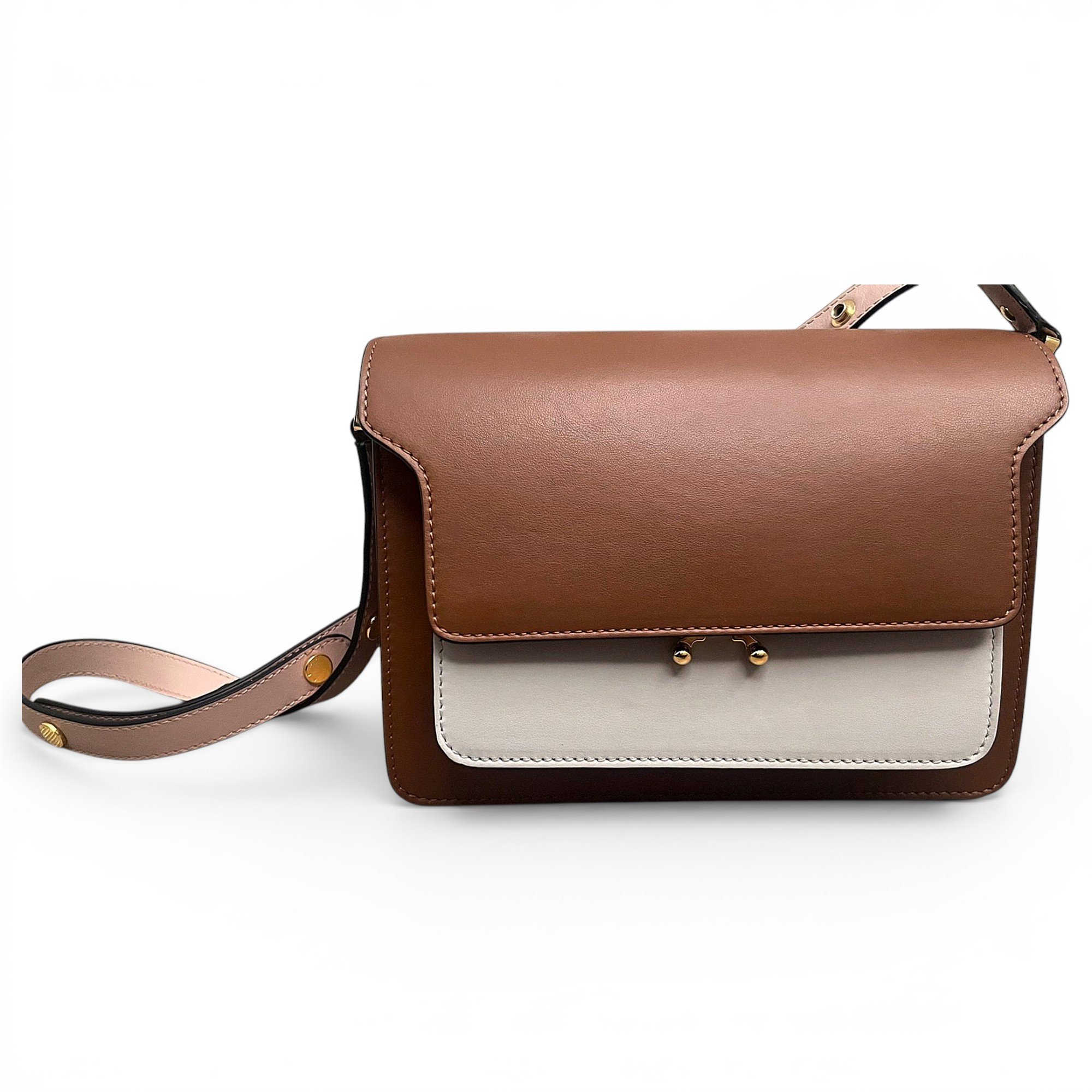 Trunk leather crossbody bag