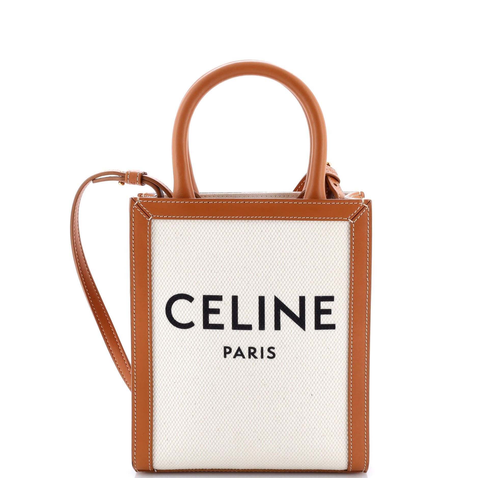 Celine Vertical Cabas Tote Canvas with Leather Mini