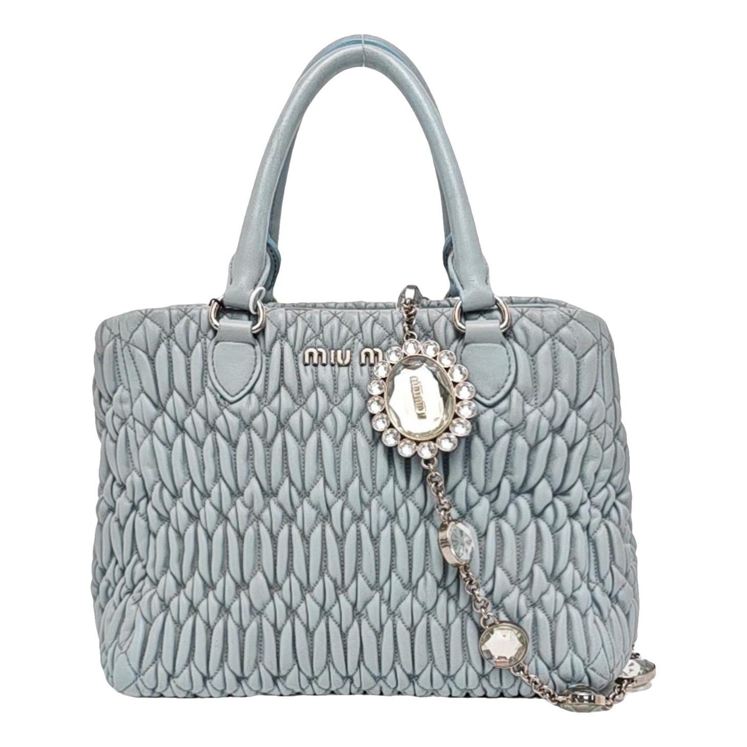 Miu Crystal leather handbag