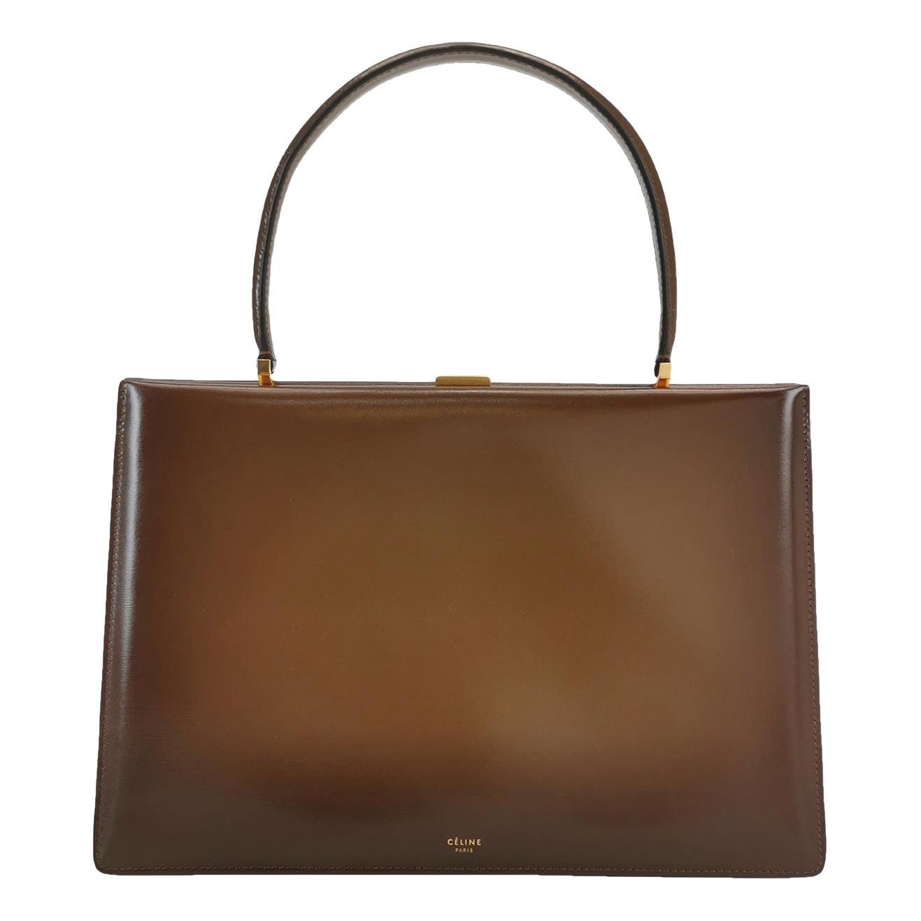 Clasp leather handbag