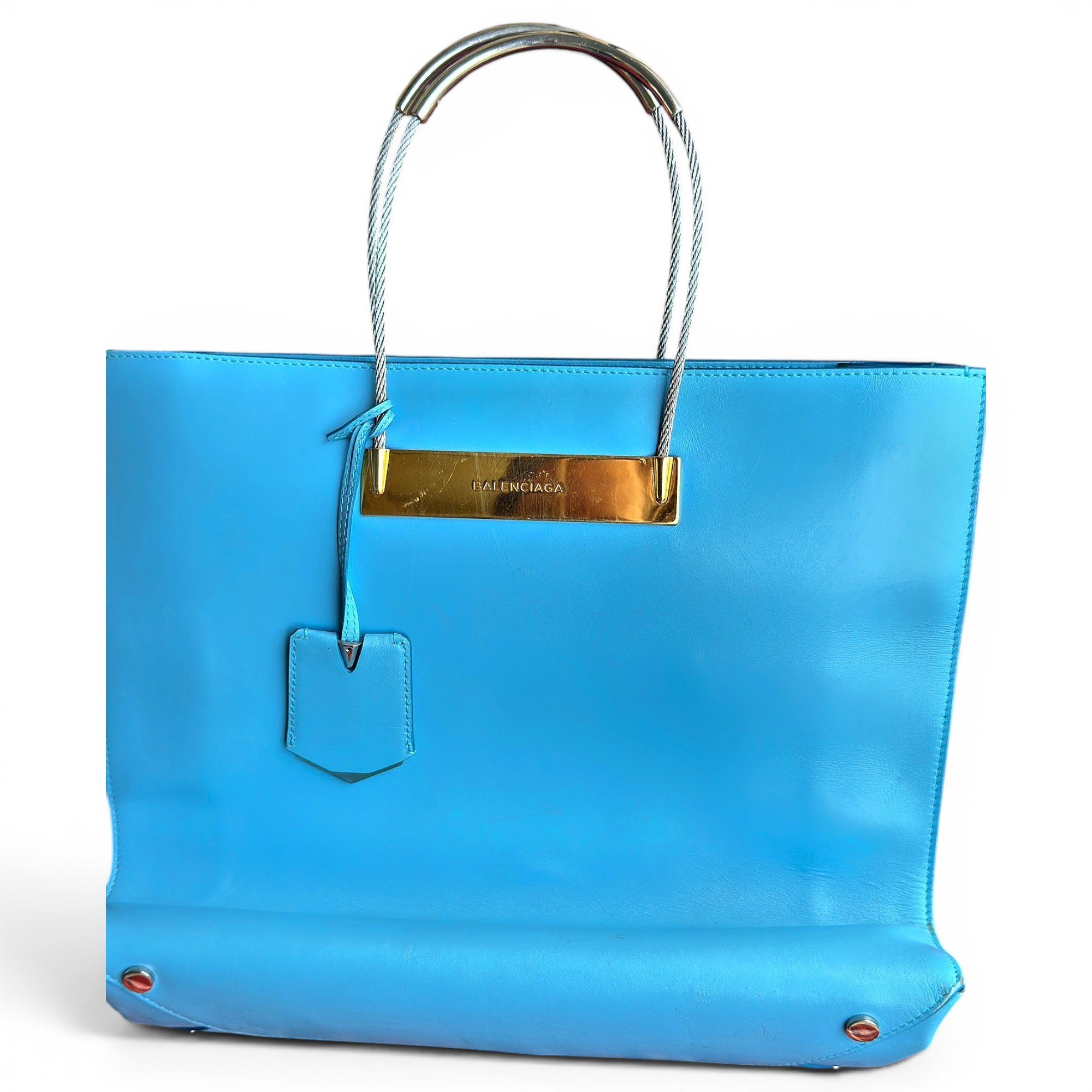 Cable leather handbag