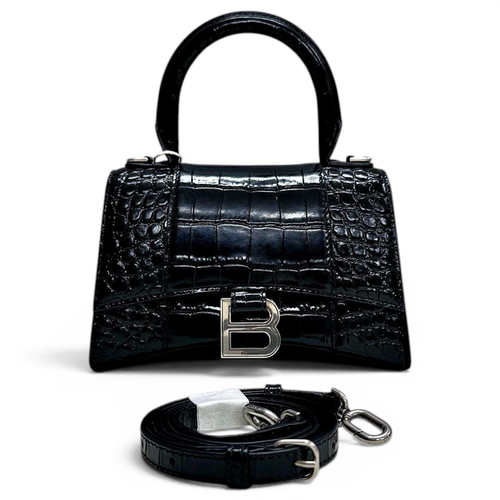 Hourglass leather handbag