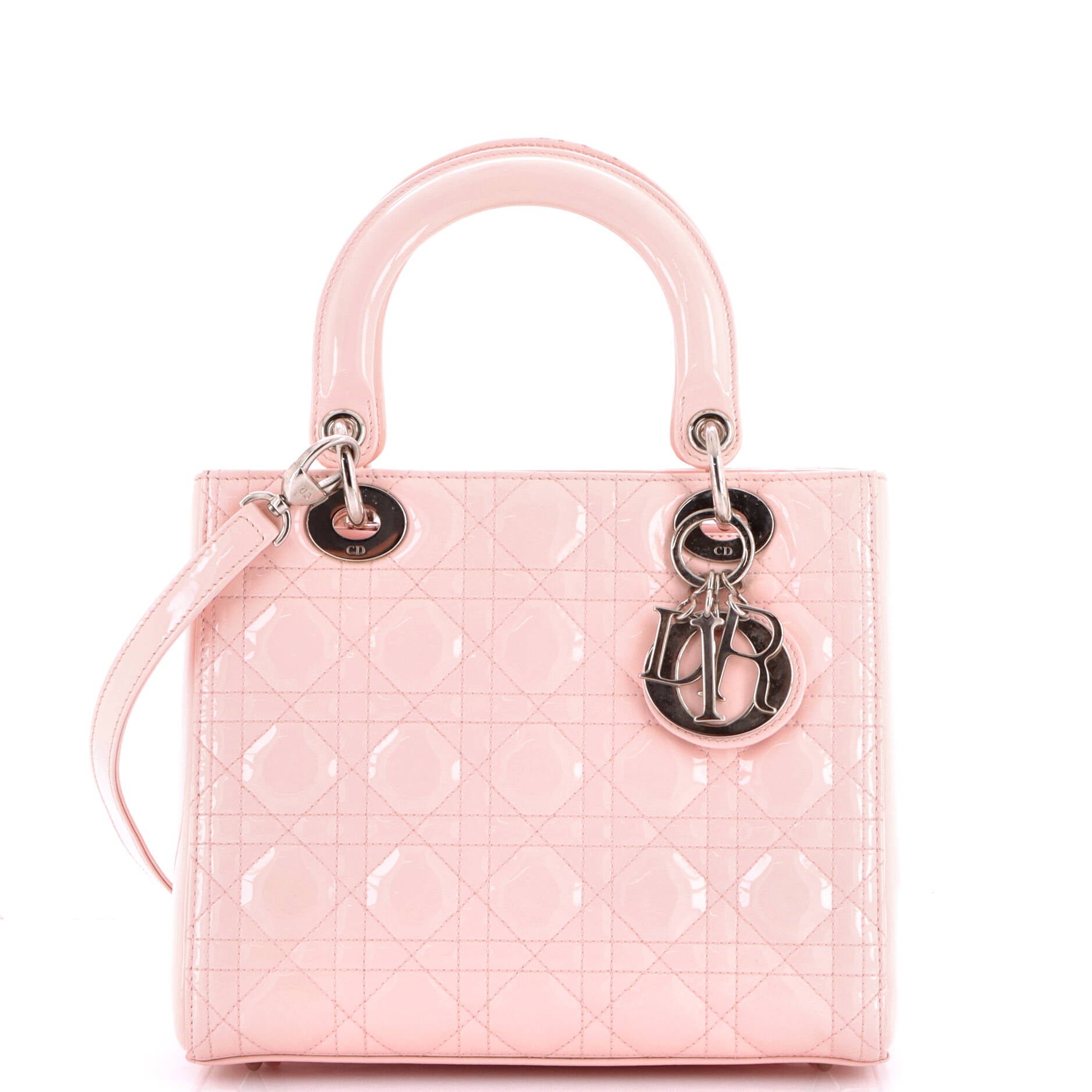 Vintage Lady Dior Bag Cannage Quilt Patent Medium
