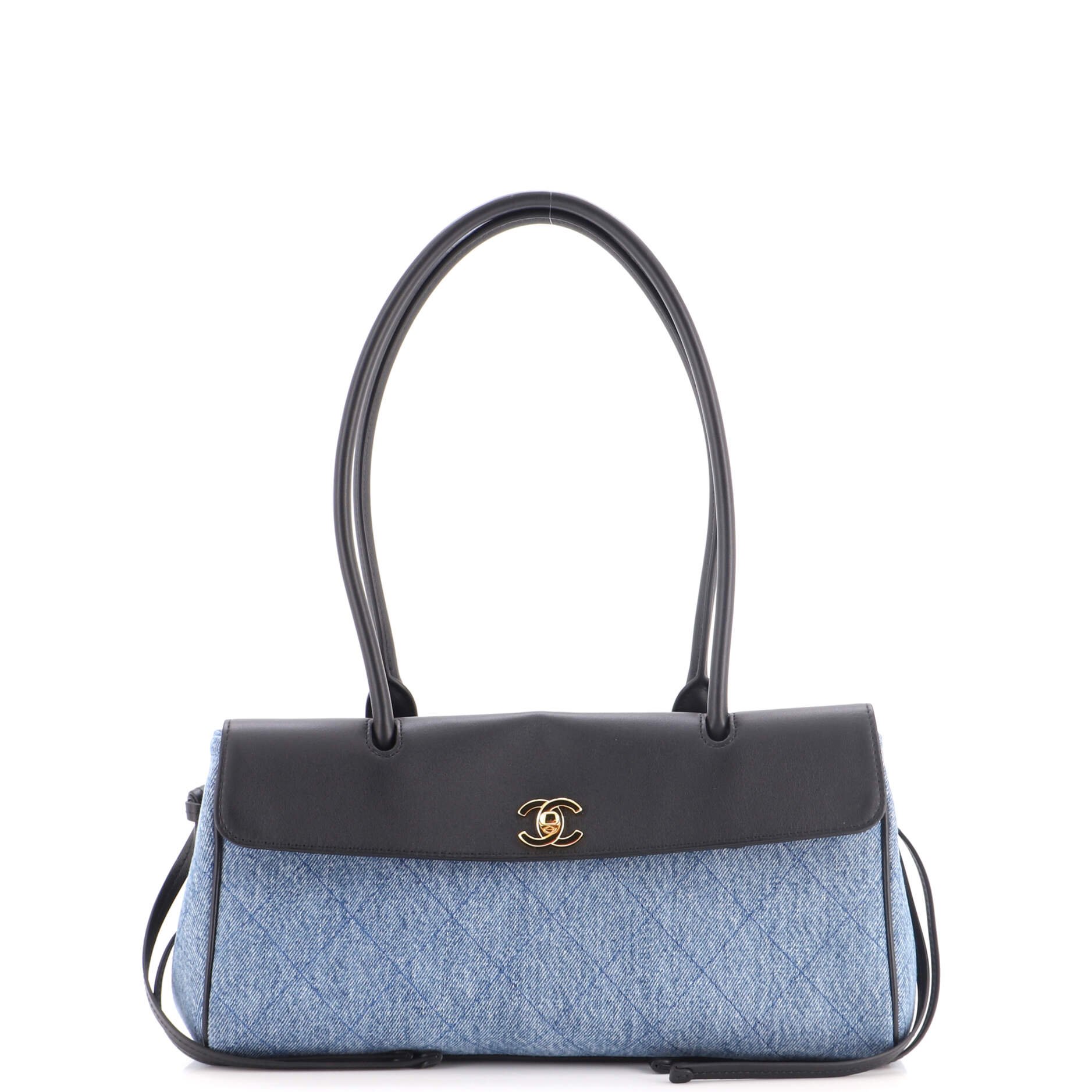 Urban Essentials Shopping Bag Quilted Denim and Lambskin Small