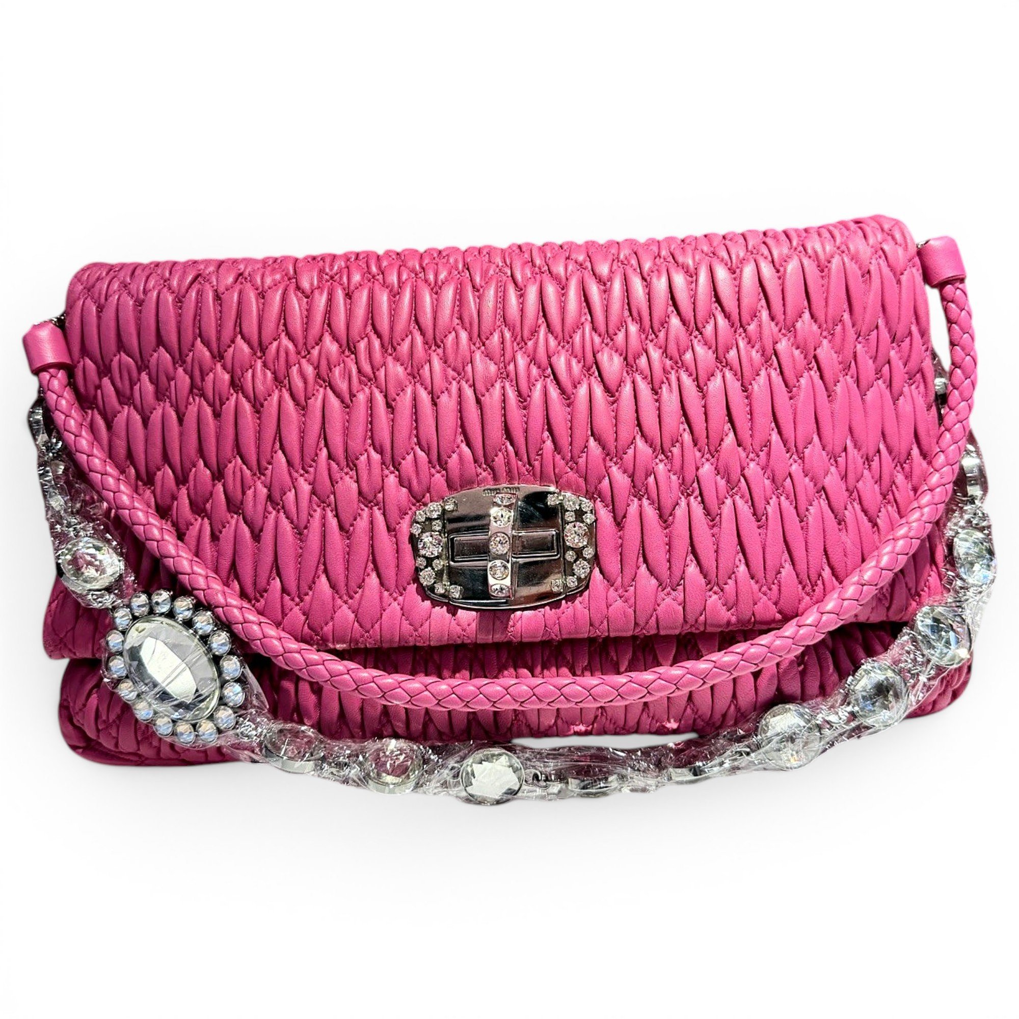 Miu Crystal leather handbag