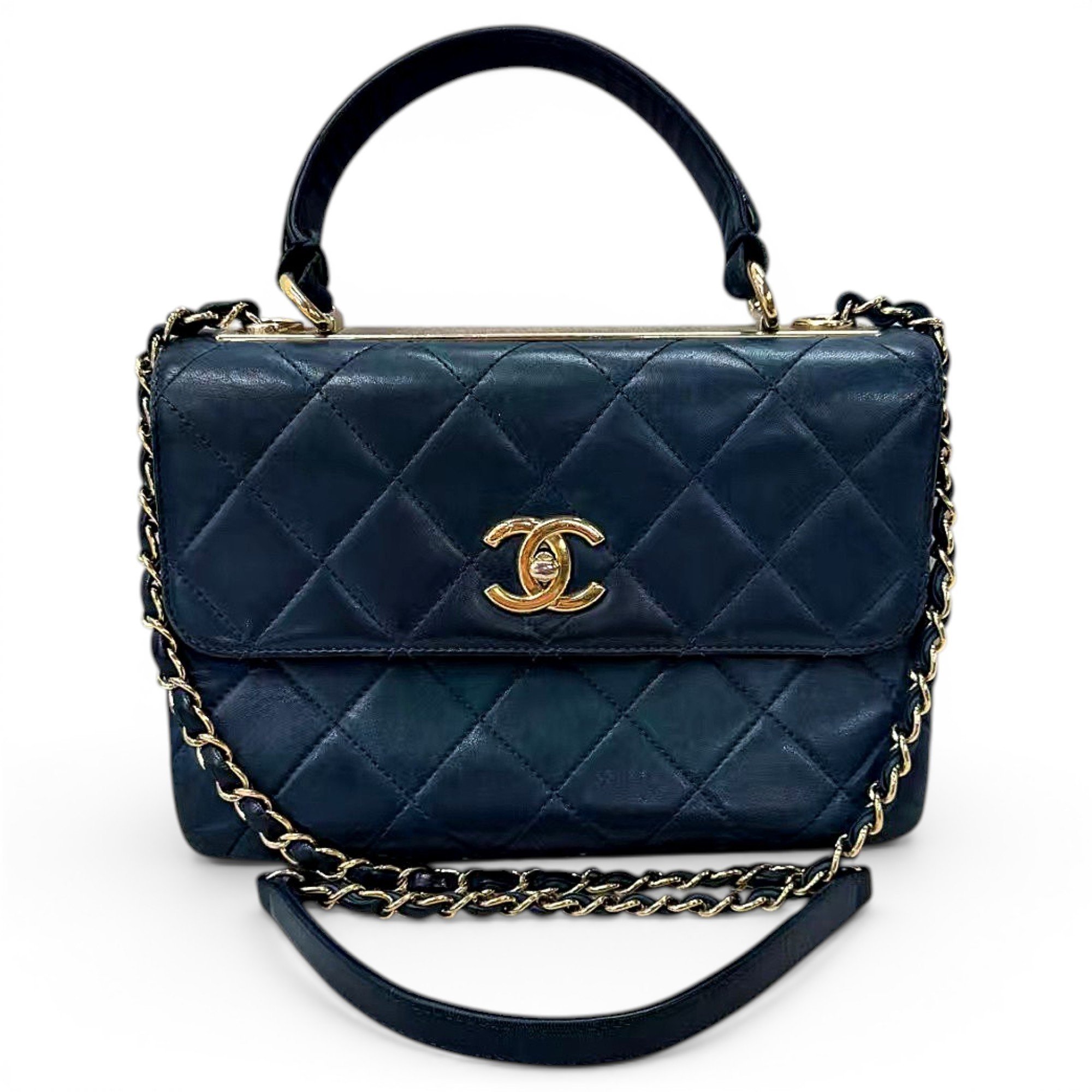 Trendy CC Top Handle leather handbag