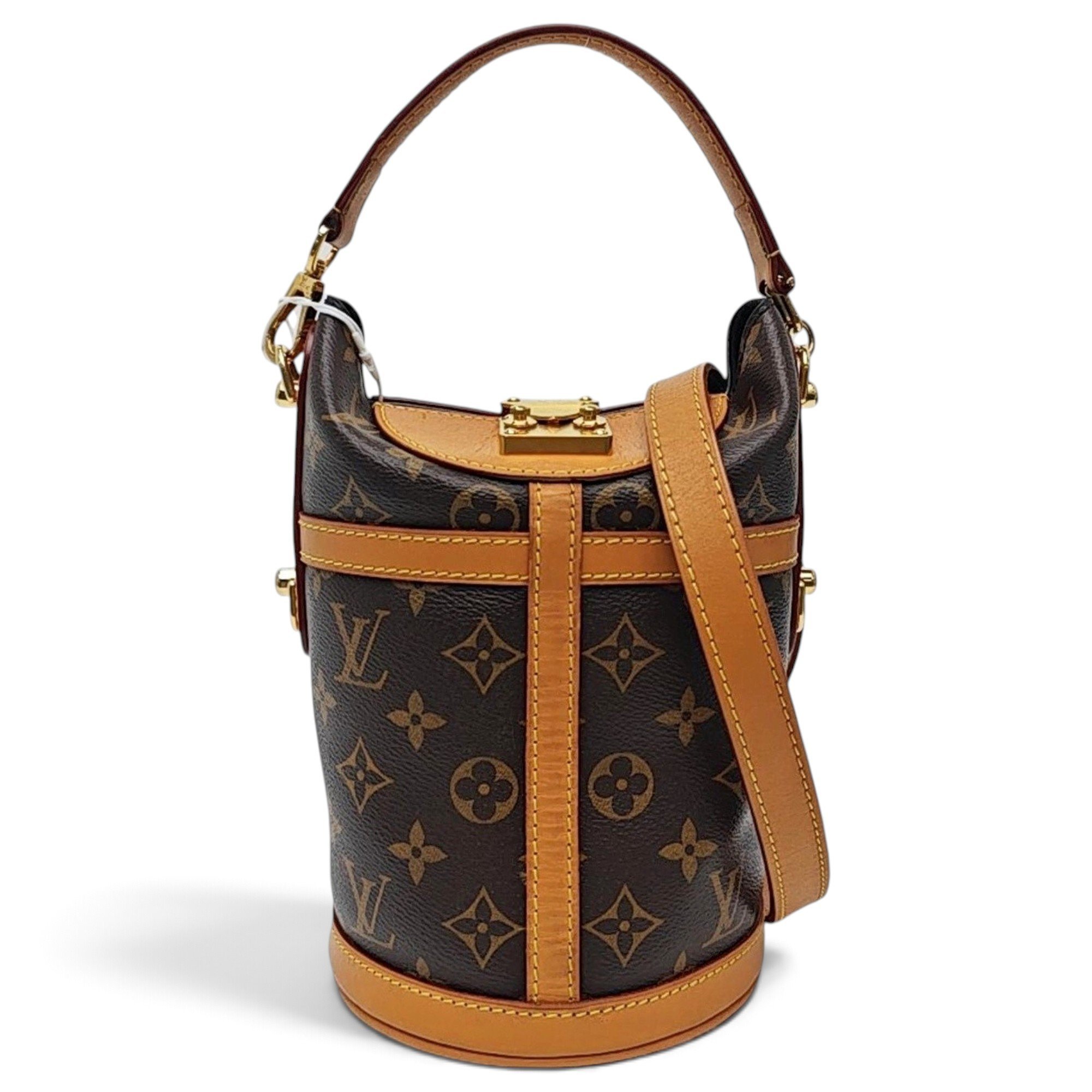 Duffle leather handbag