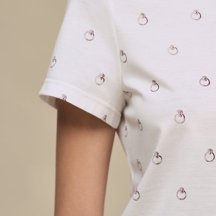 Blanc "Anneau Finesse" Straight T-shirt