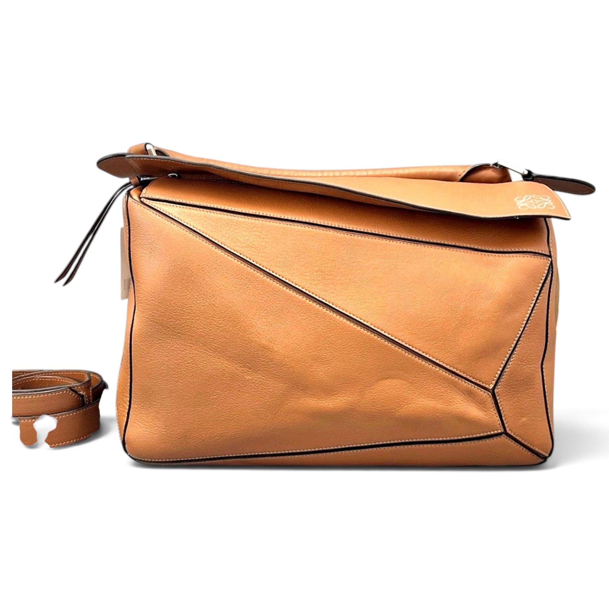Puzzle leather handbag
