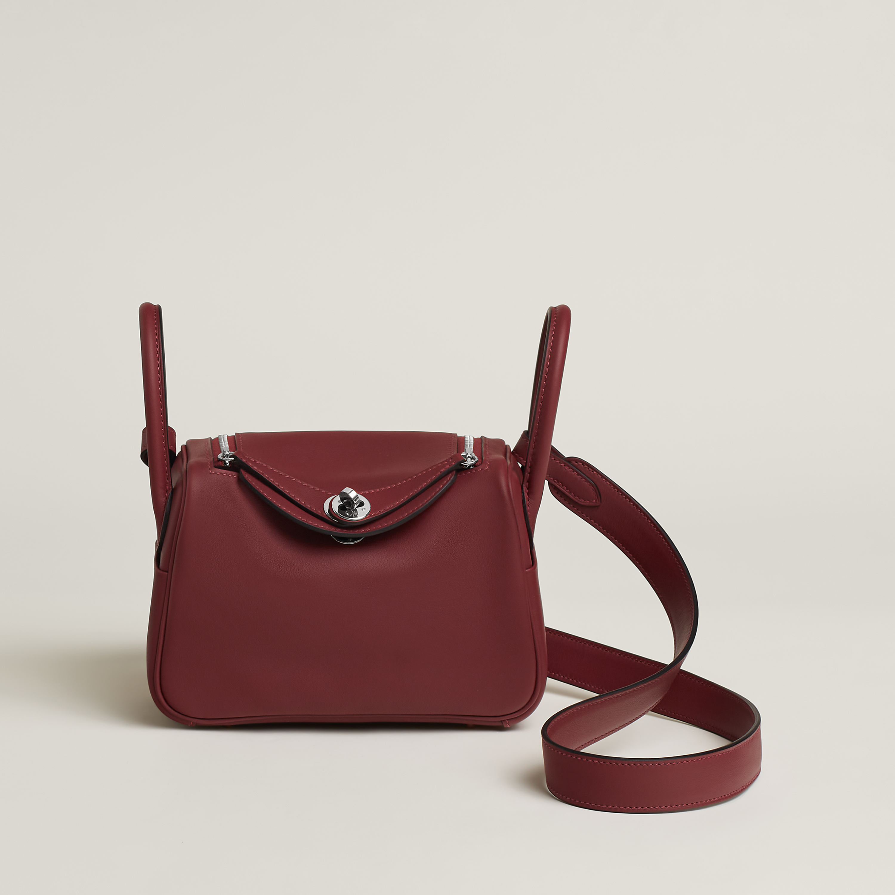 Hermes Mini Lindy II in Rouge H Swift calfskin