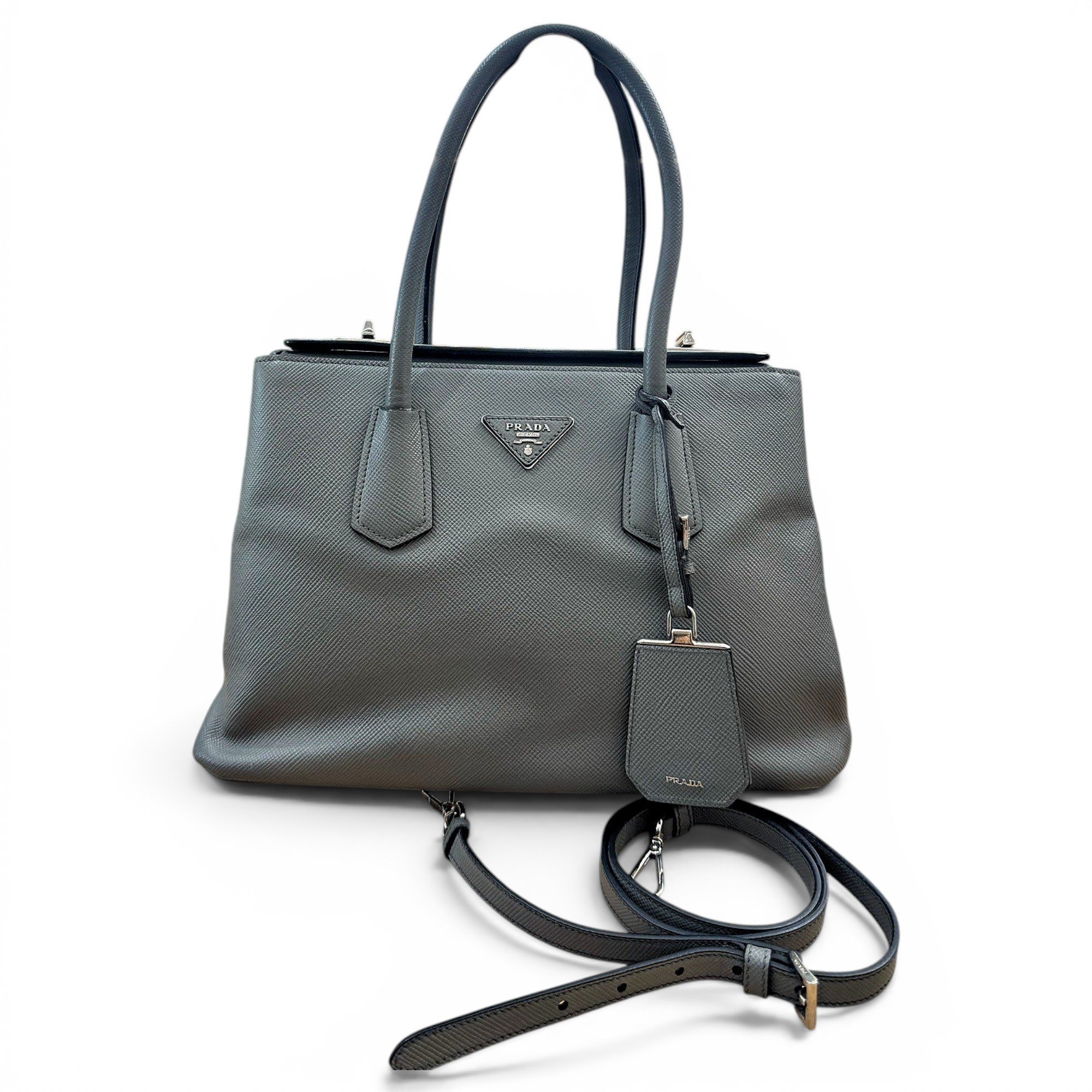 Double leather handbag