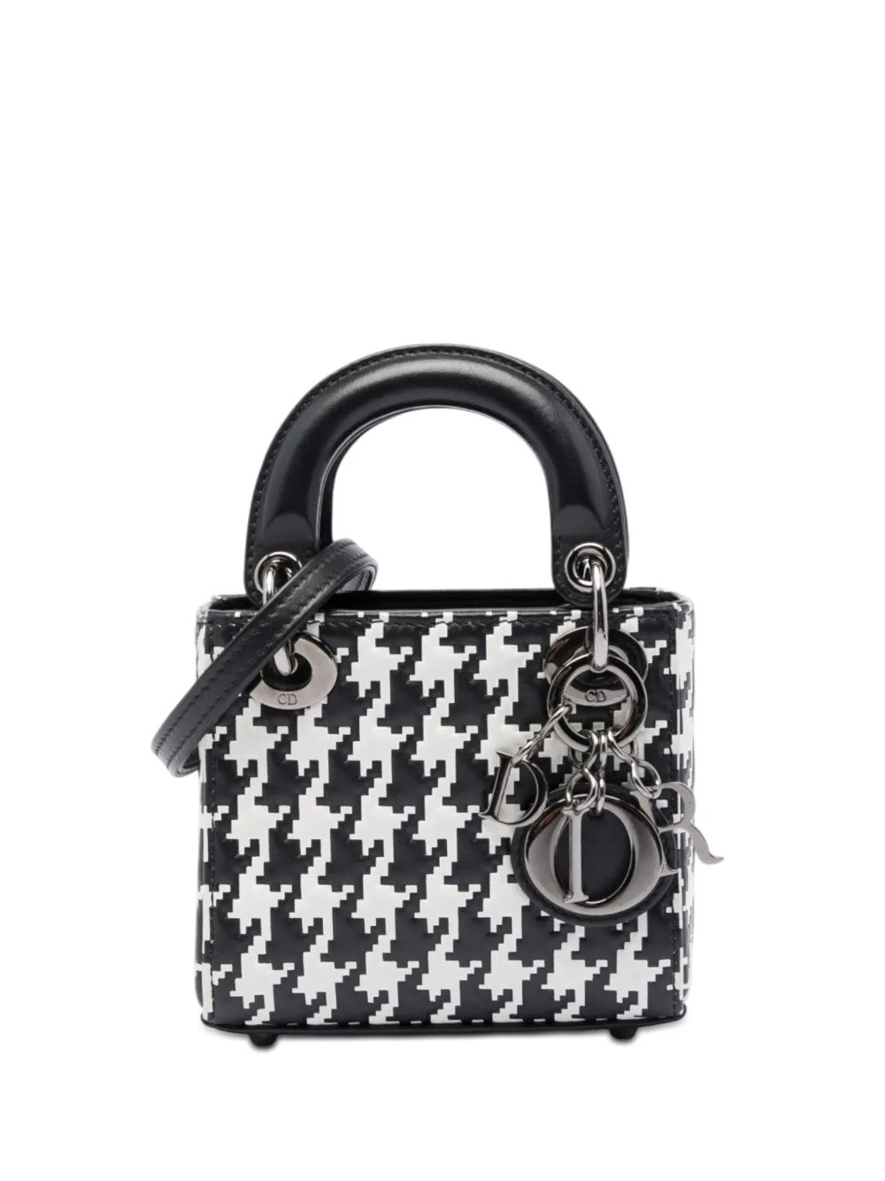 2022 Micro Calfskin Houndstooth Embossed Macro Lady Dior satchel
