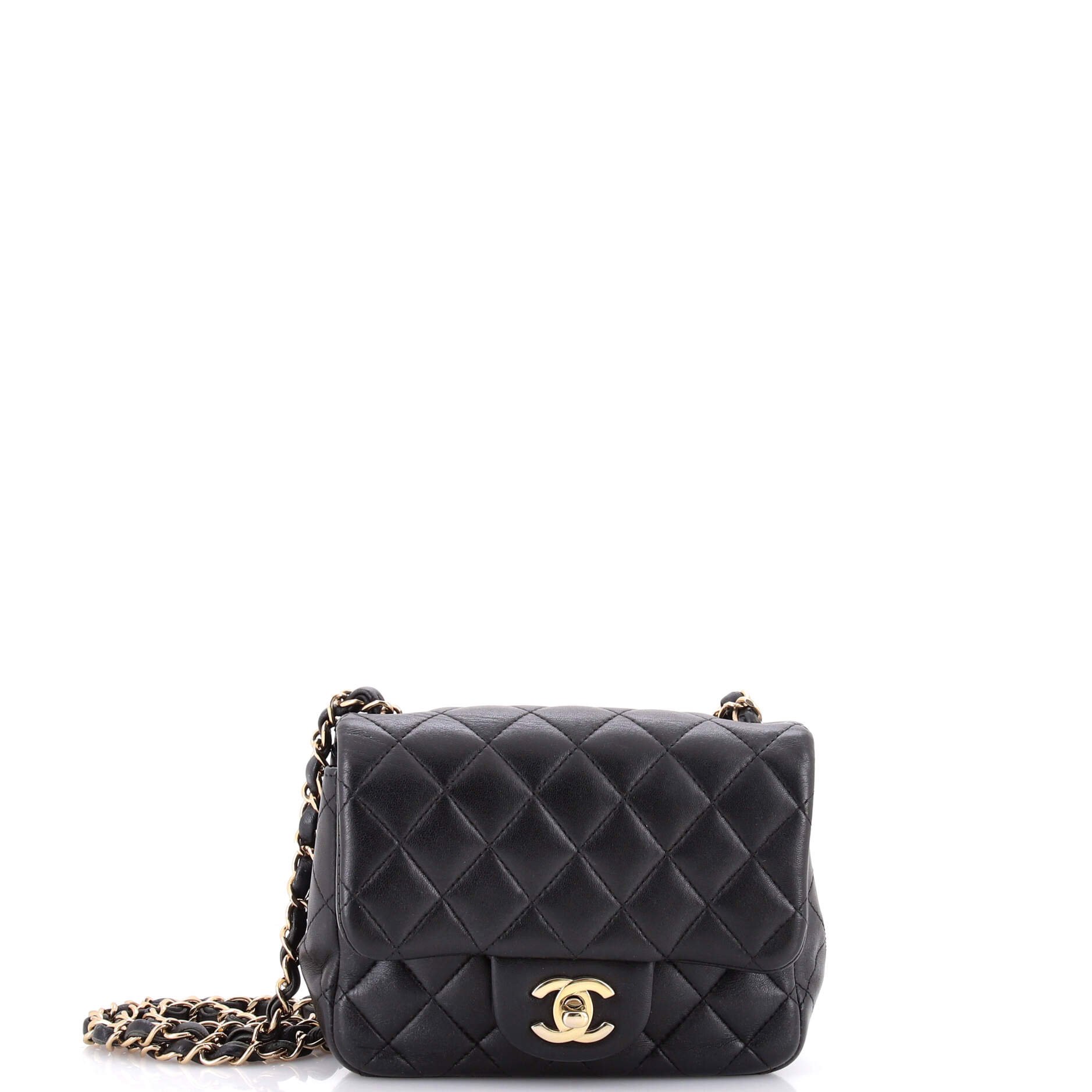 Square Classic Single Flap Bag Quilted Lambskin Mini