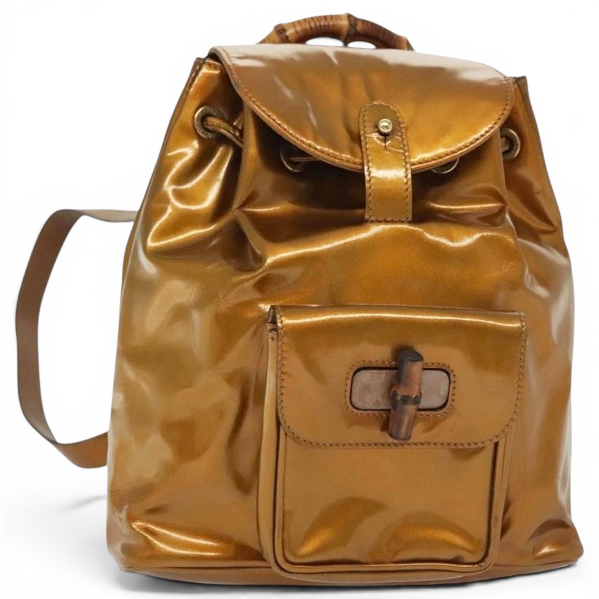 Patent leather backpack