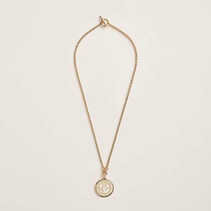 Orfèvre Jaune or Blanc Medaille Chaines Et Gris-gris Necklace, Small Model