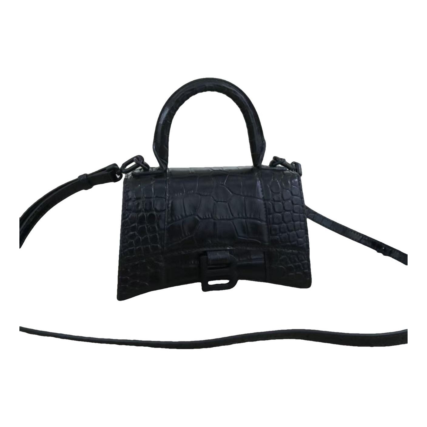Hourglass leather handbag