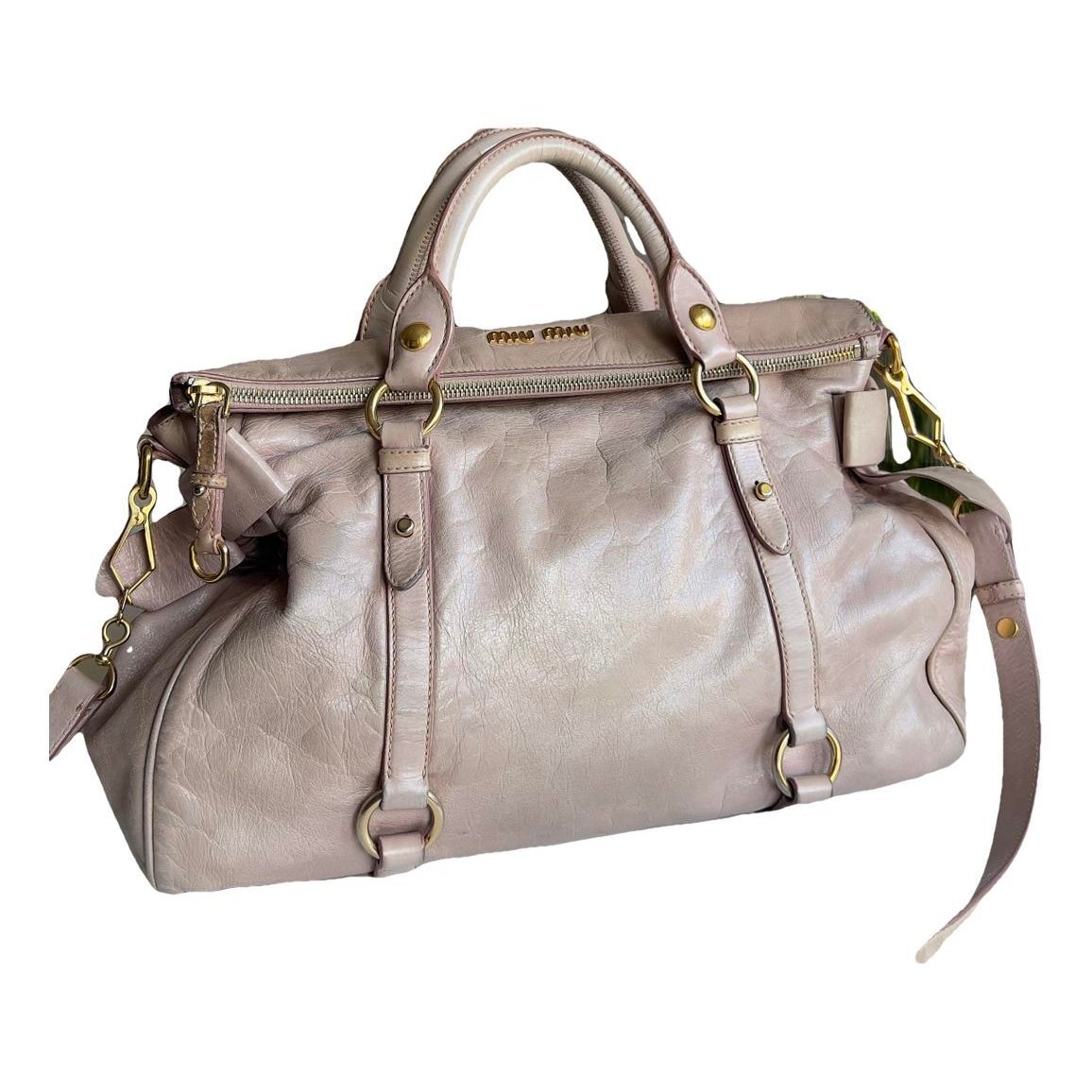 Bow bag leather handbag