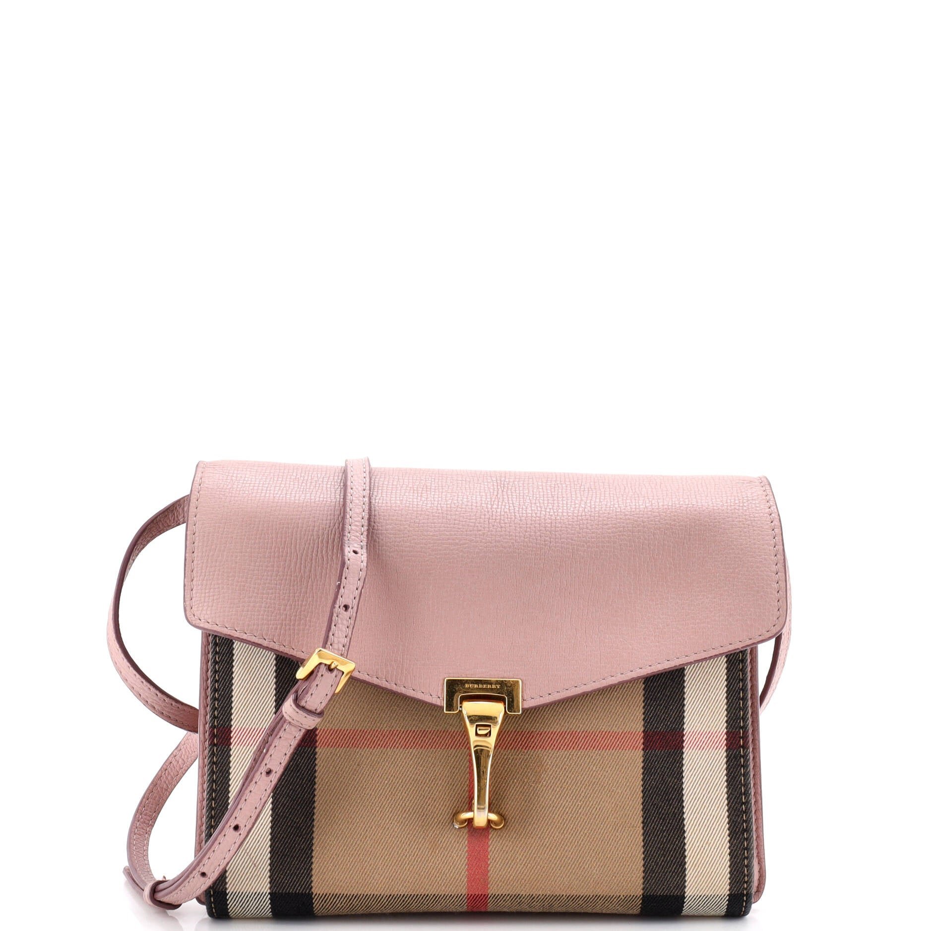 Macken Crossbody Bag Leather and House Check Canvas Small