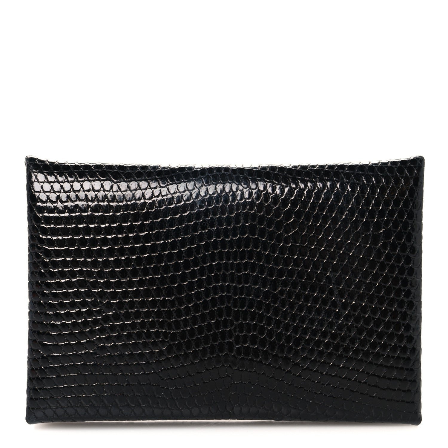 Hermes Lizard Calvi Card Case Black