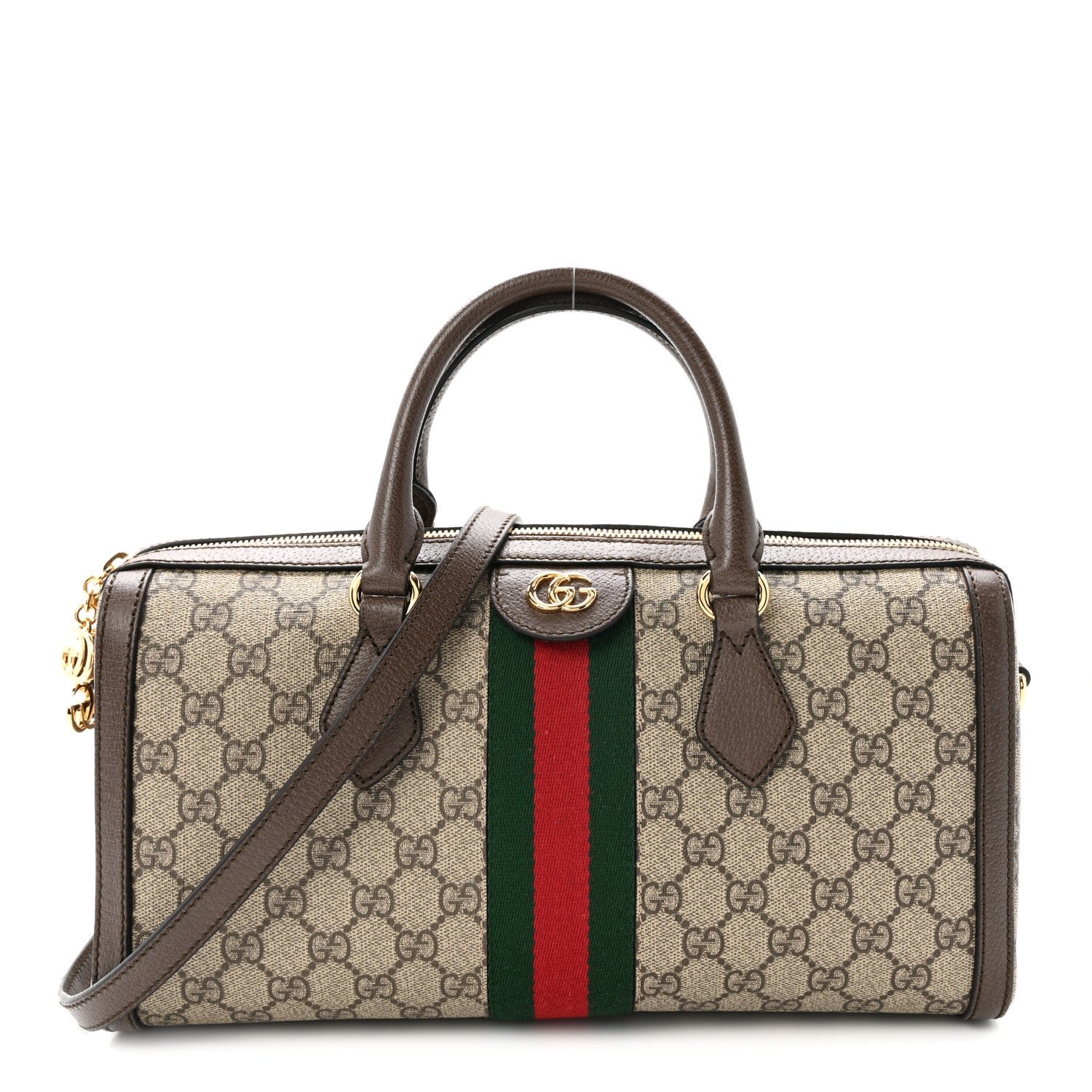 Gucci GG Supreme Monogram Web Medium Ophidia Boston Brown