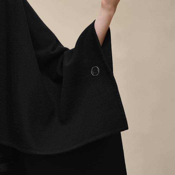 Noir Embroidered Cape Jacket