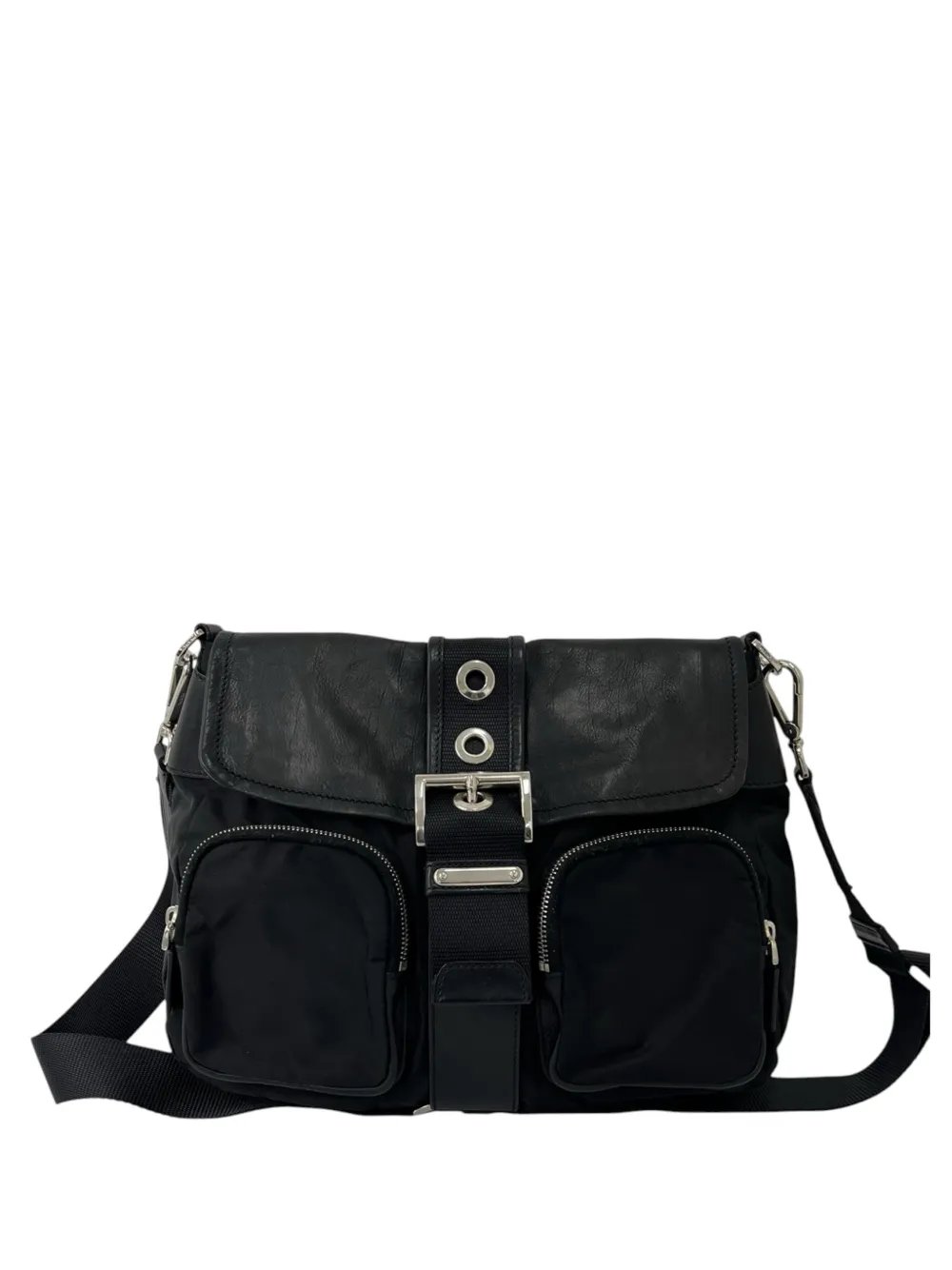 2013-2026 Saffiano Trimmed Tessuto Buckle Messenger Bag crossbody bag