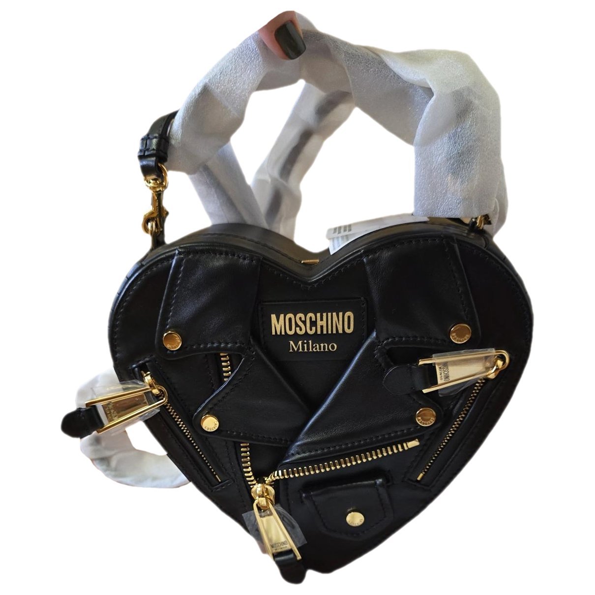 Biker leather crossbody bag