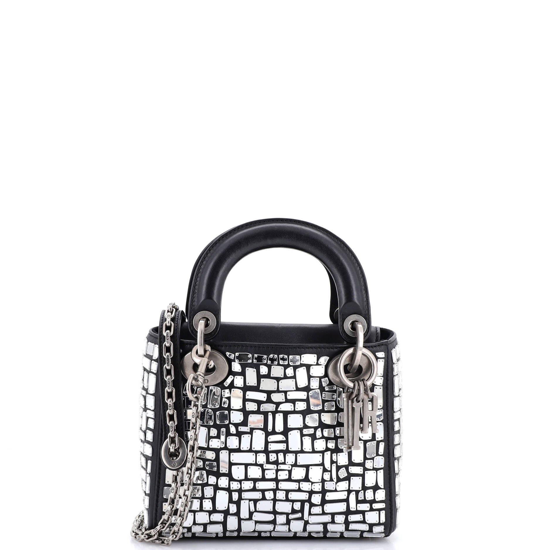 Lady Dior Chain Bag Leather and Mirror Mosaic Mini