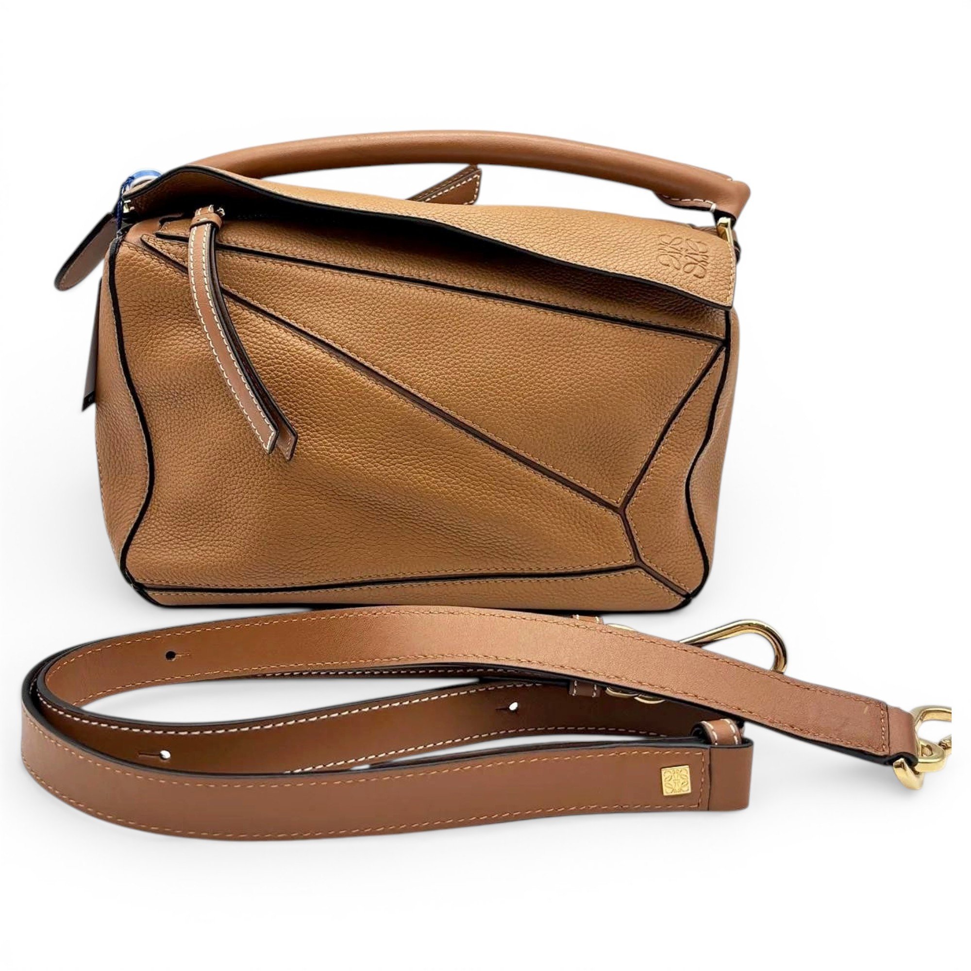 Puzzle leather handbag