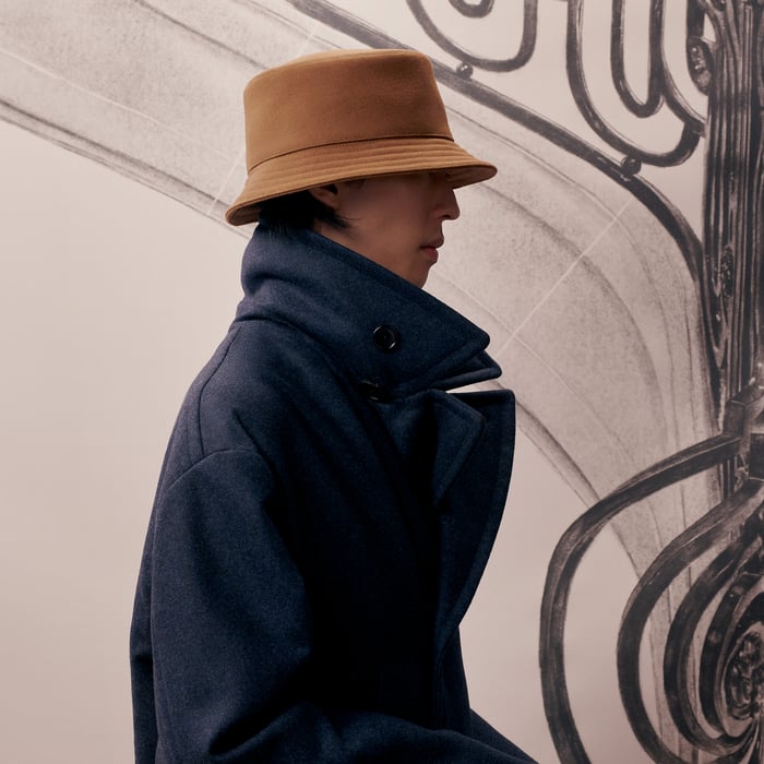 Bleu Nuit Fred H Cut Bucket Hat