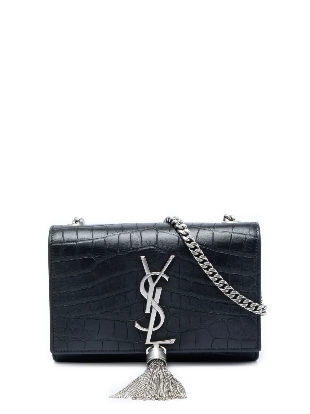 2016 Small Croc Embossed Leather Monogram Kate Tassel crossbody bag