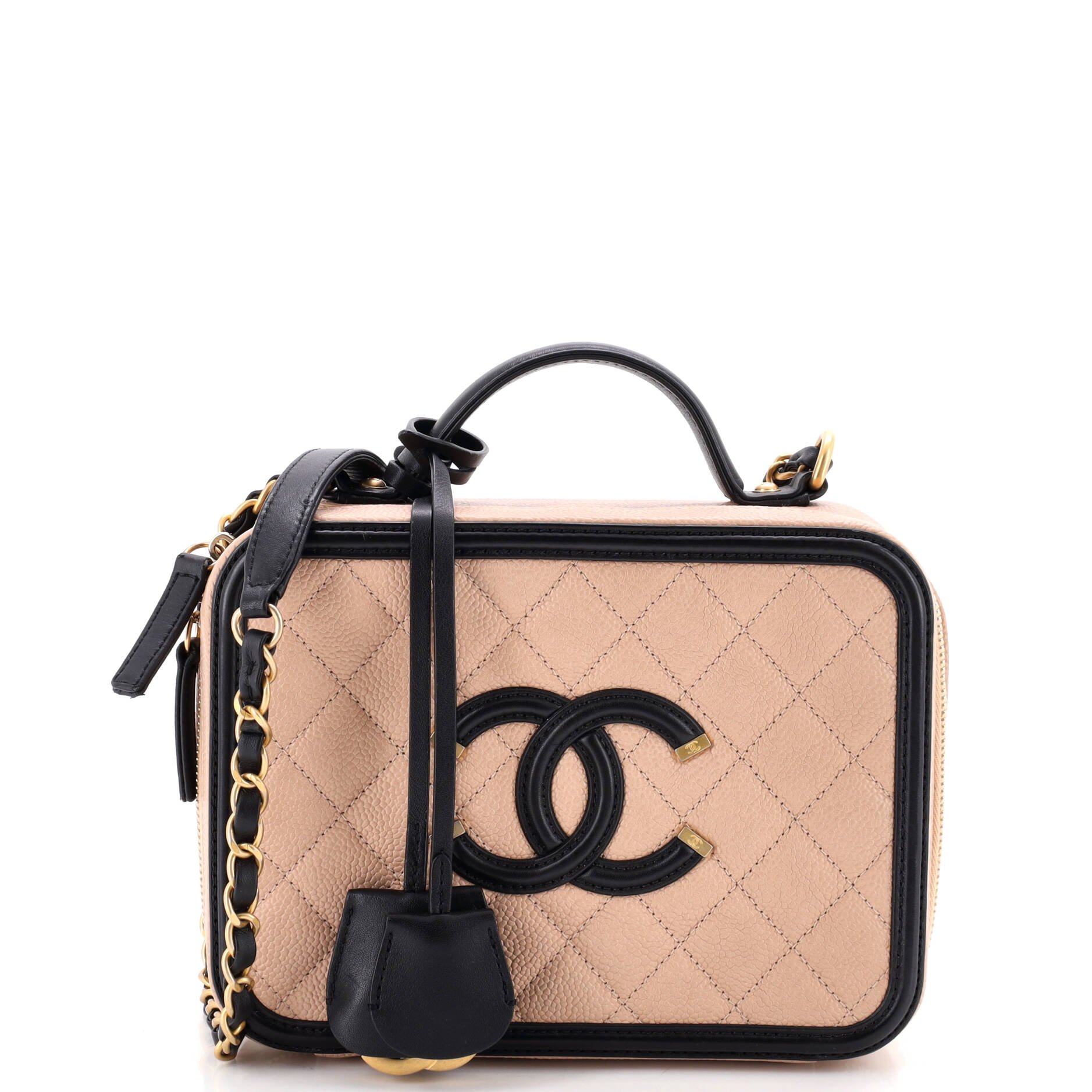 Filigree Vanity Case Quilted Caviar Medium
