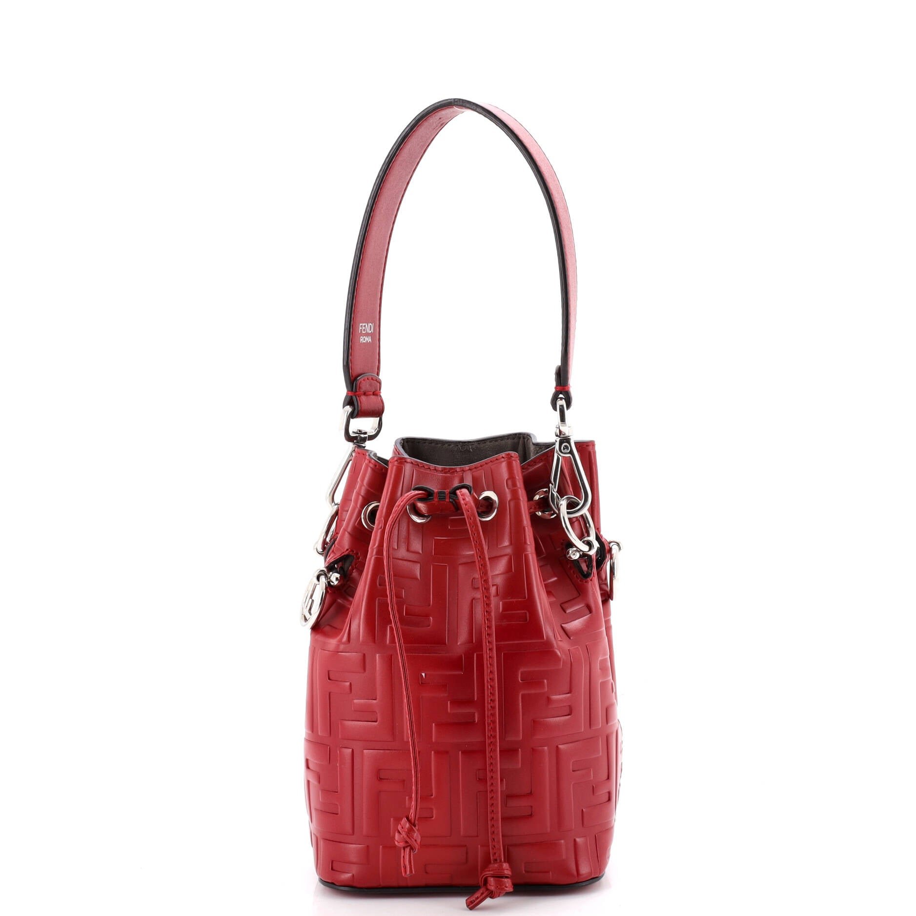 Mon Tresor Bucket Bag Zucca Embossed Leather Mini