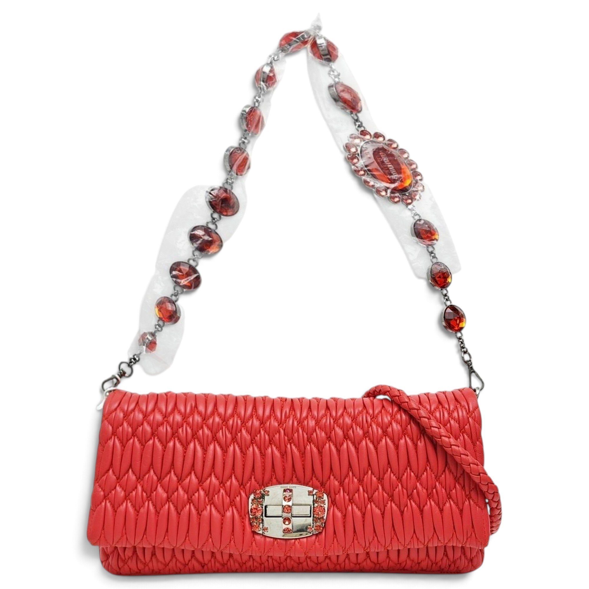 Miu Crystal leather handbag