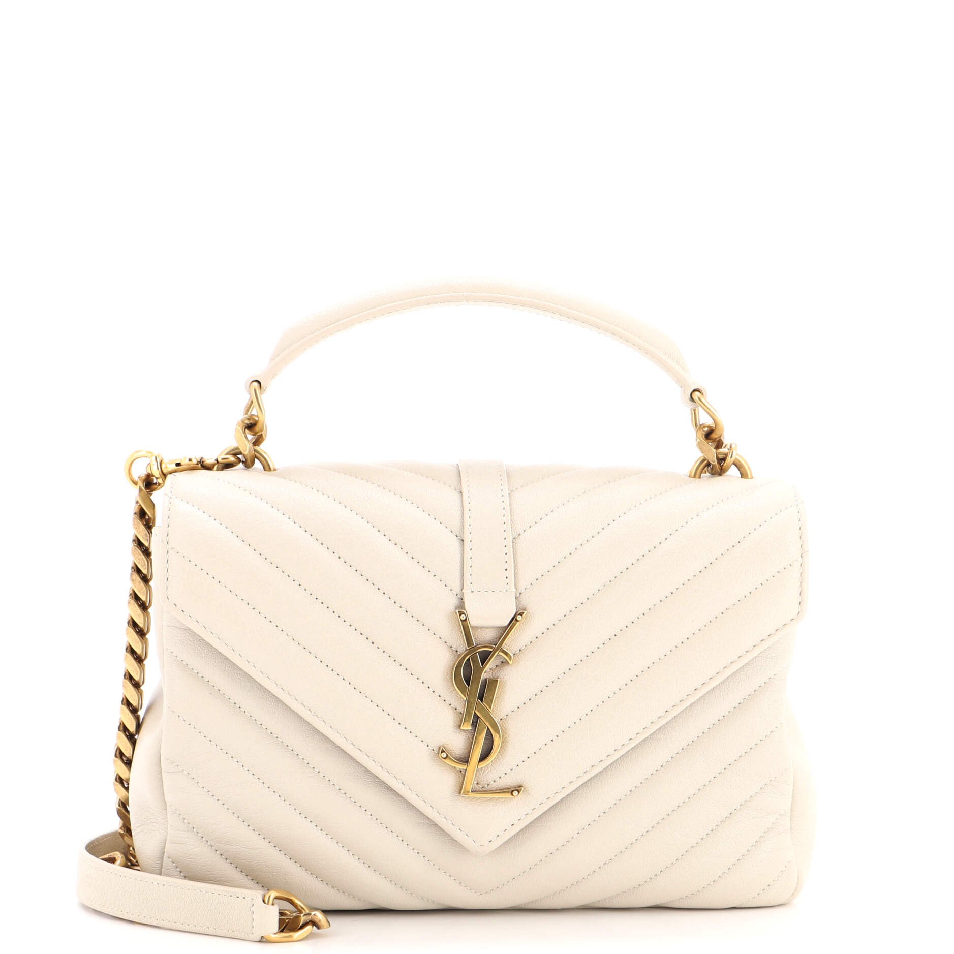 Classic Monogram College Bag Matelasse Chevron Leather Medium
