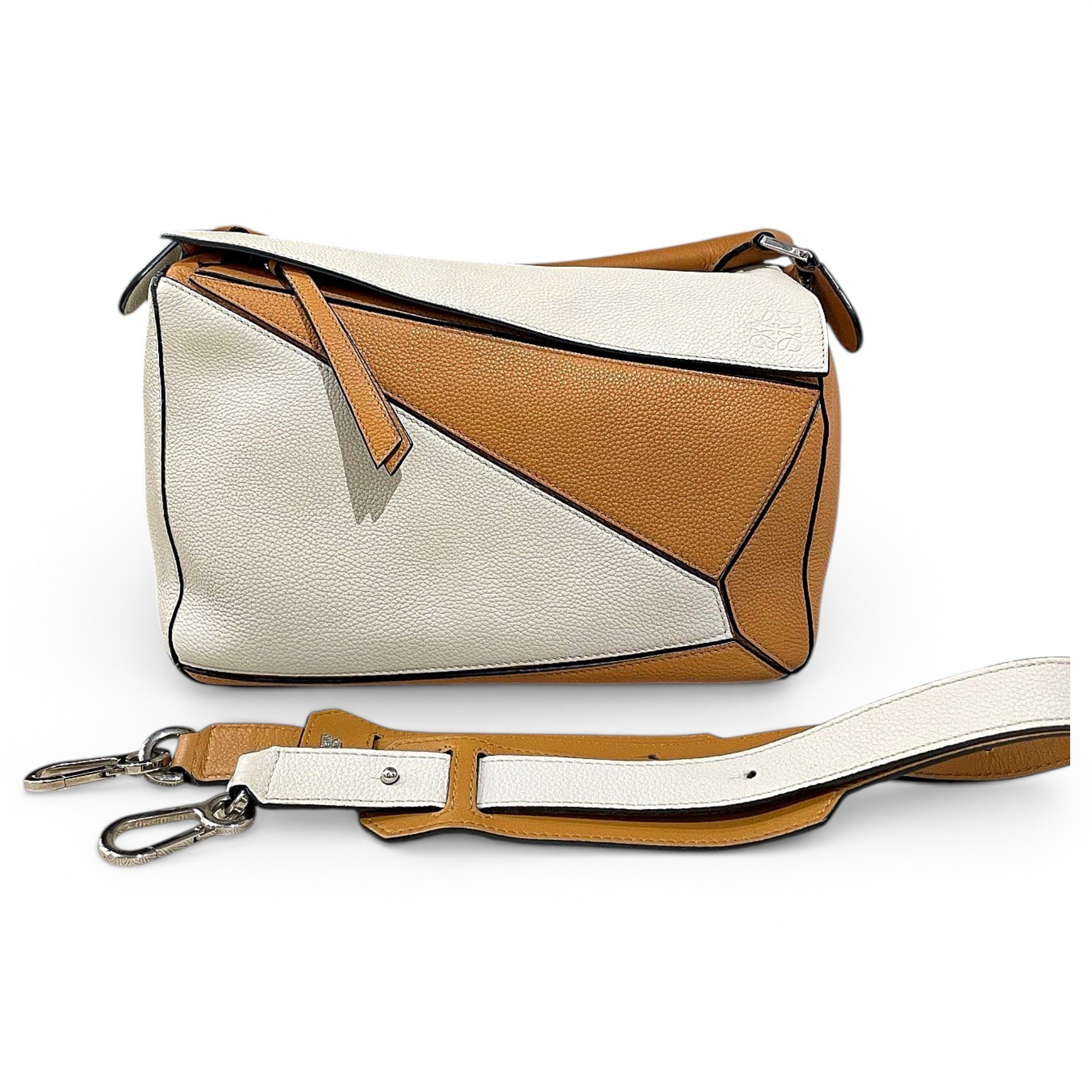 Puzzle leather handbag