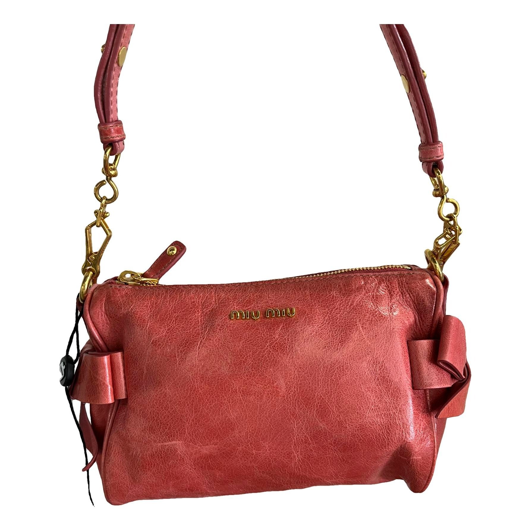 Bow bag leather handbag