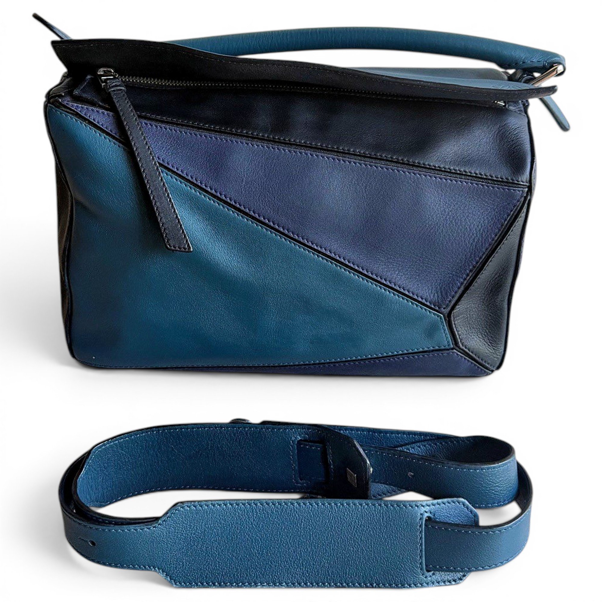 Puzzle leather handbag