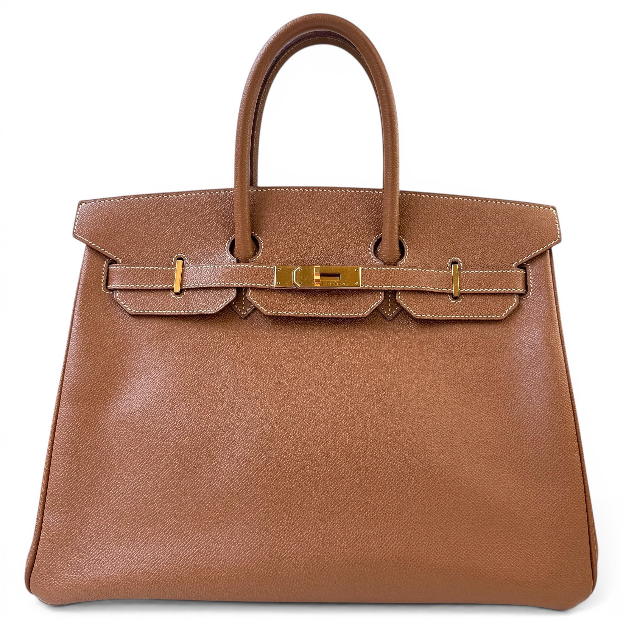 Hermes Birkin 35 Handbag Gold Togo Leather