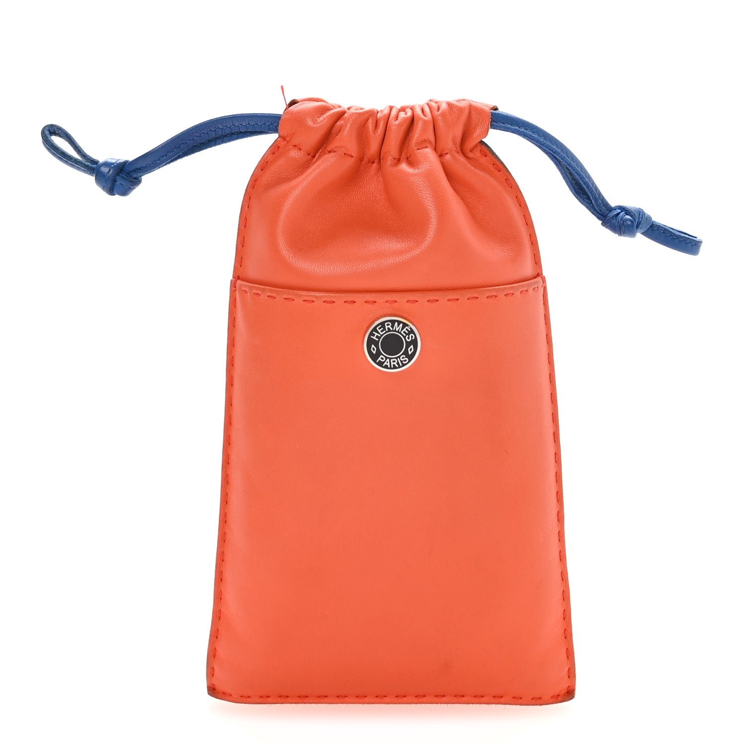 Hermes Milo Lambskin Swift Pilo Phone Case Orange Blue