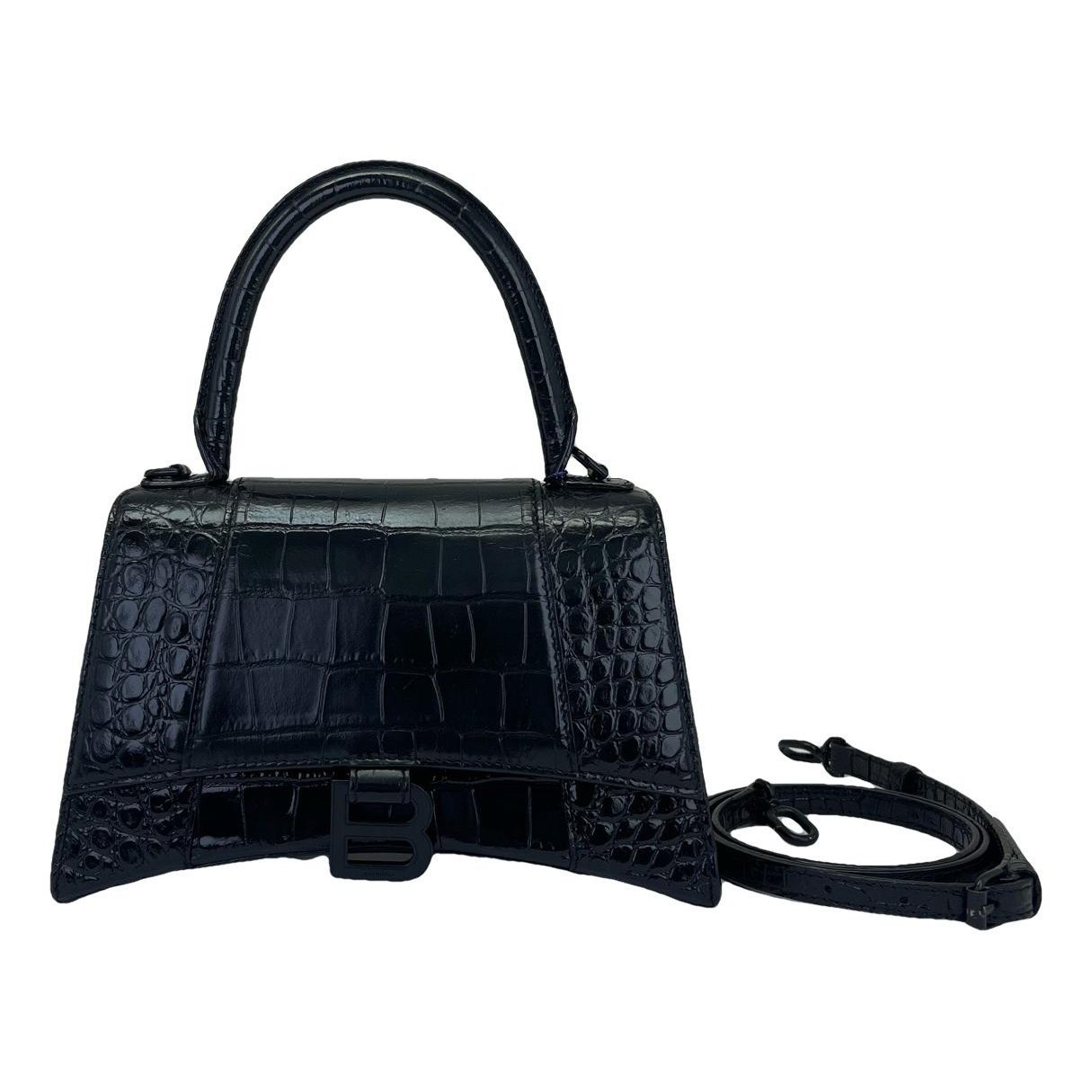 Hourglass leather handbag