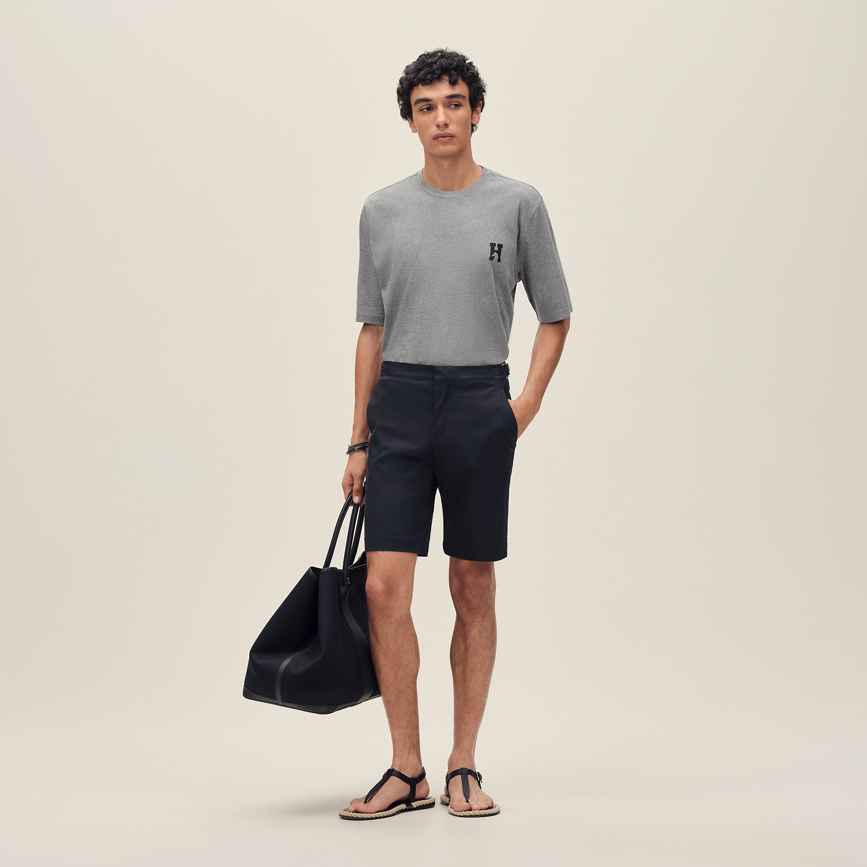 "H'Cheval" t-shirt with leather detail