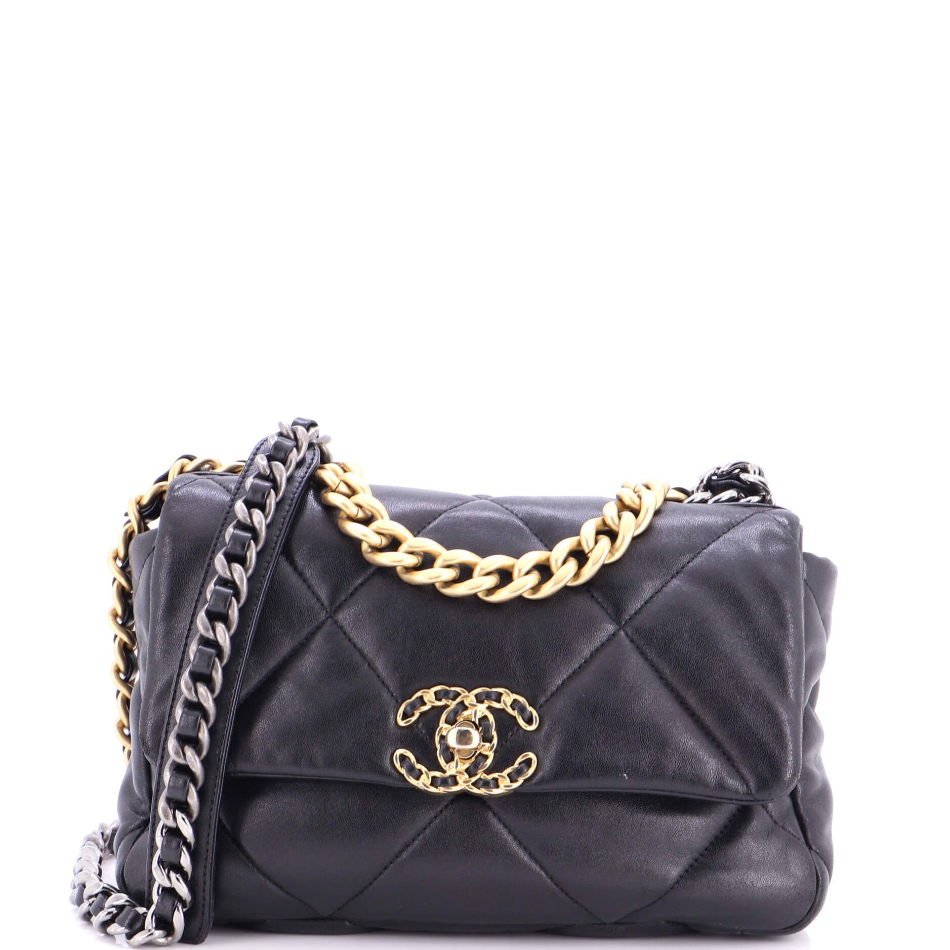 19 Flap Bag Quilted Leather Medium