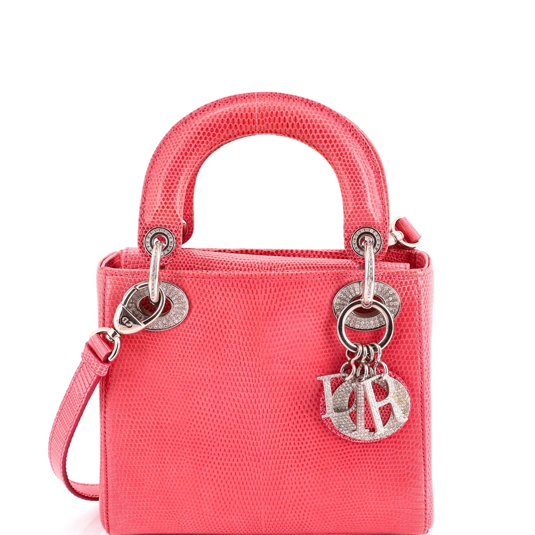 Lady Dior Bag Lizard with Crystal Charms Mini