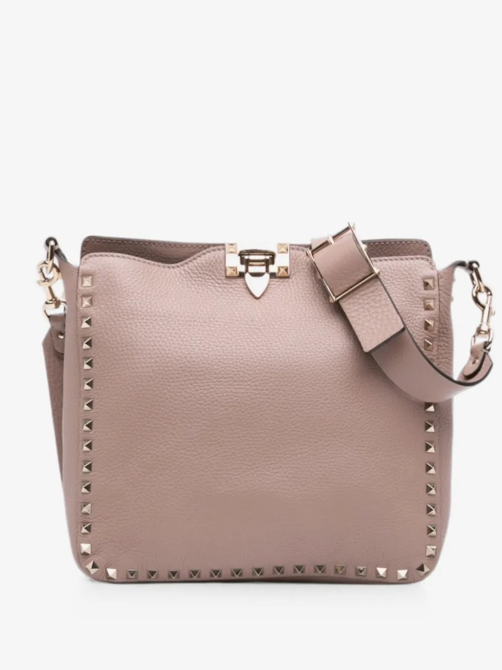 2000-2017 Small Grainy Calfskin Rockstud Flip Lock Messenger Bag crossbody bag