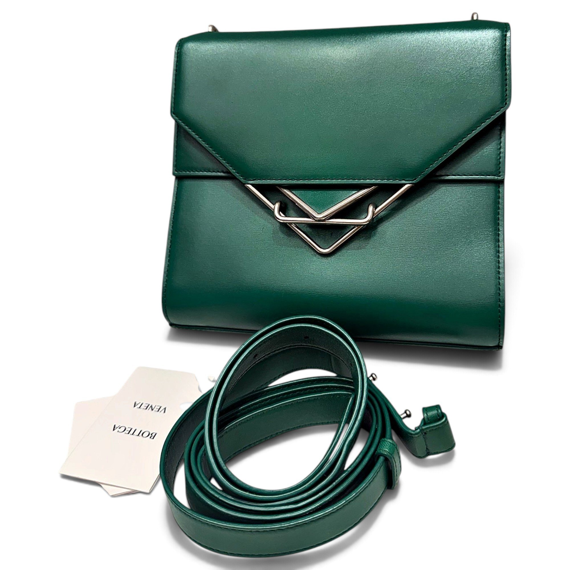 Clip leather handbag