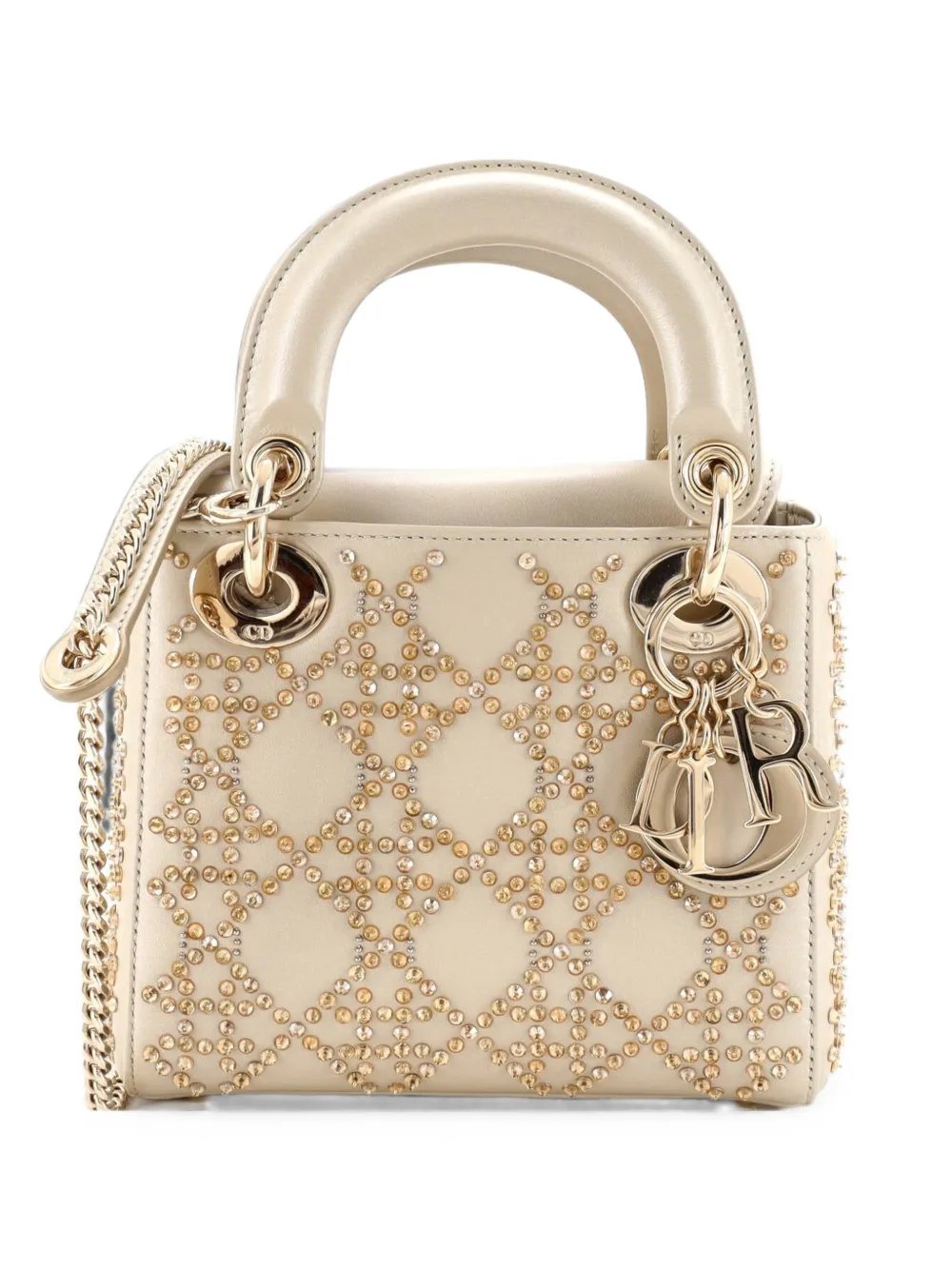 Lady Dior Chain Bag Crystal Embellished Cannage Quilt Leather Mini satchel